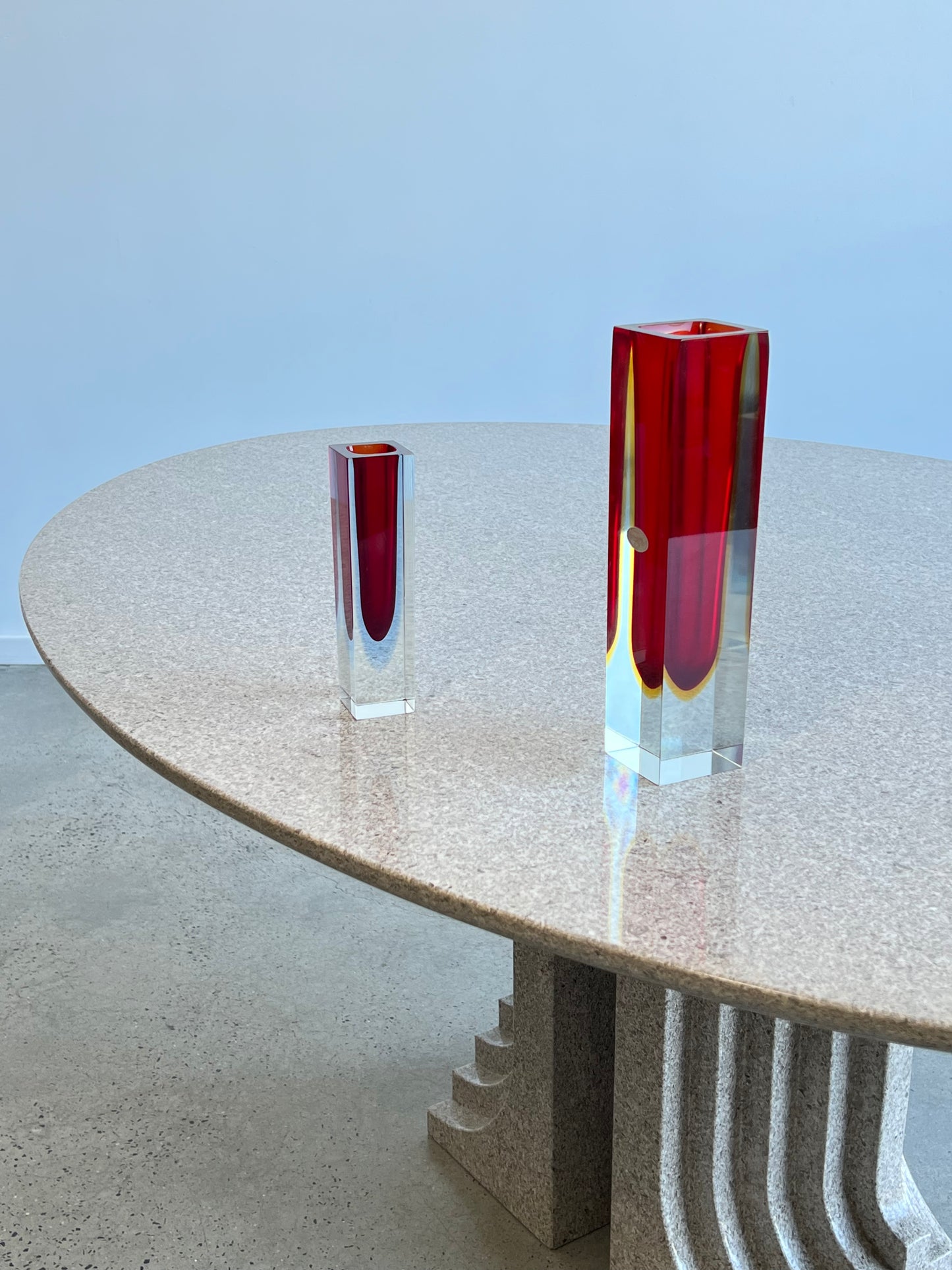 Italian Murano Sommerso Set of Two Red Glass Vases, 1960