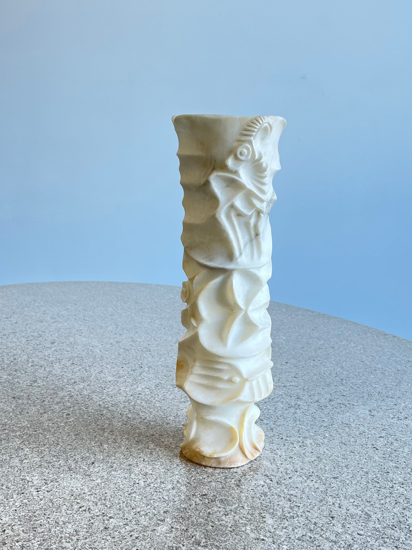 Italian Large Hand Carved Marble Vase, 1950s