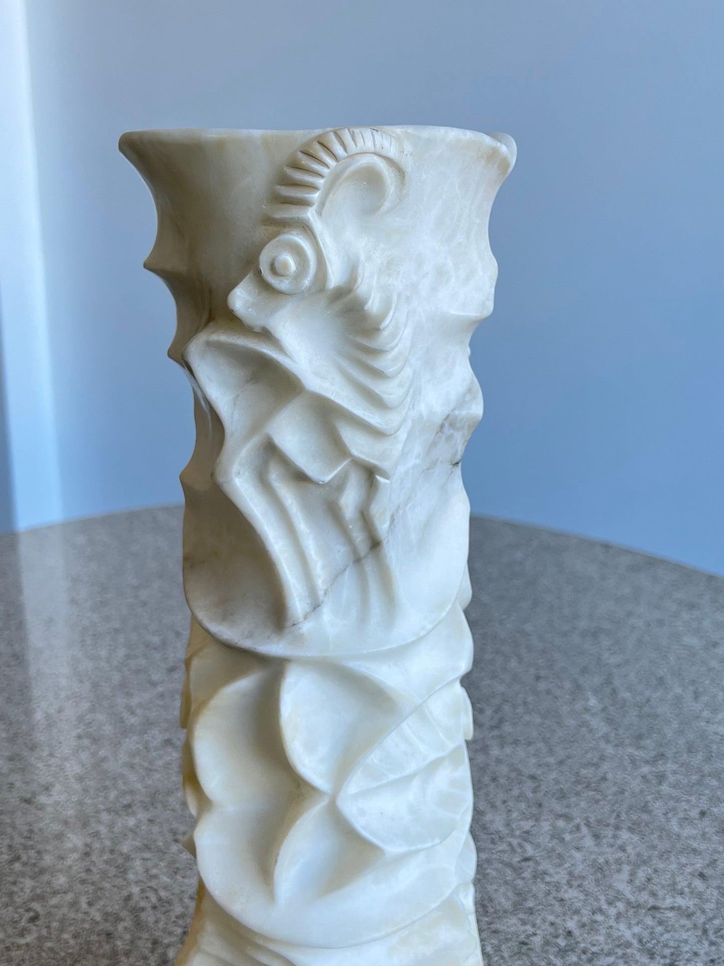 Italian Large Hand Carved Marble Vase, 1950s