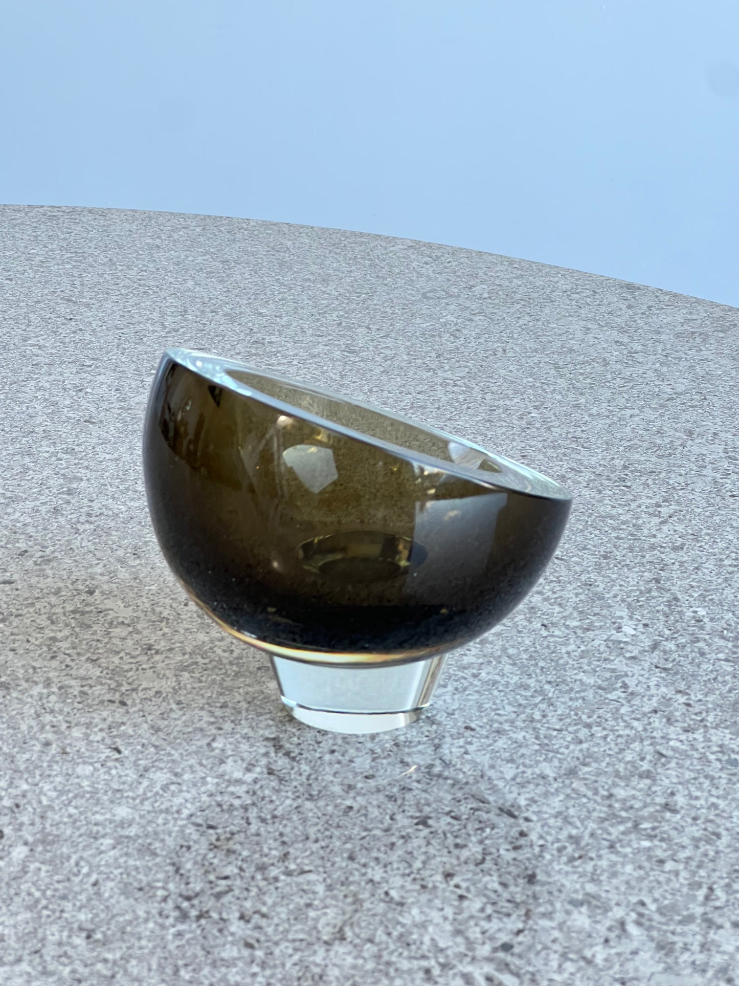 Italian Mid Century Modern Murano Smoked Round Glass Ashtray, 1960s