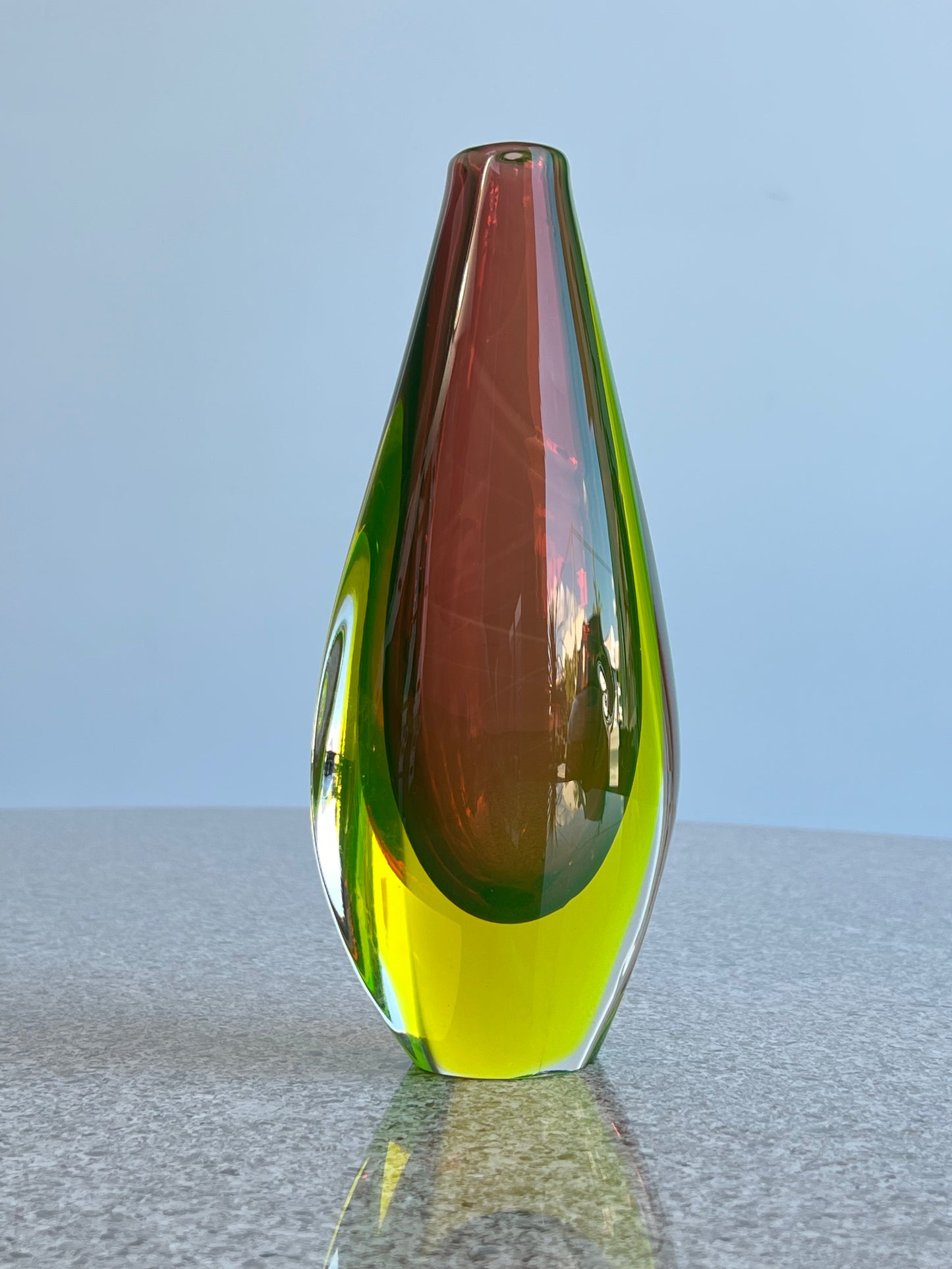 Flavio Poli Uranium Green Murano Glass Sommero Vase, 1960s