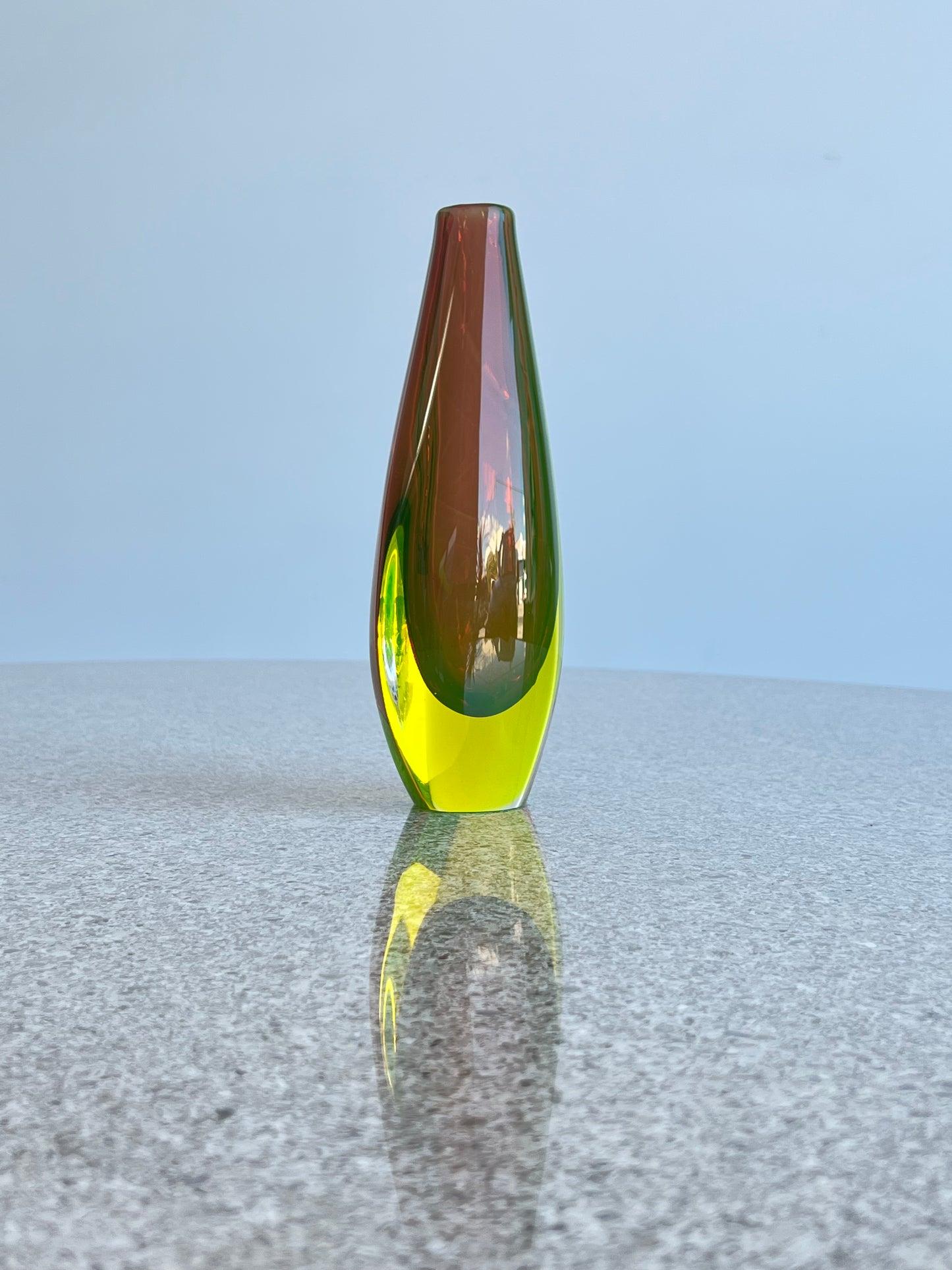 Flavio Poli Uranium Green Murano Glass Sommero Vase, 1960s