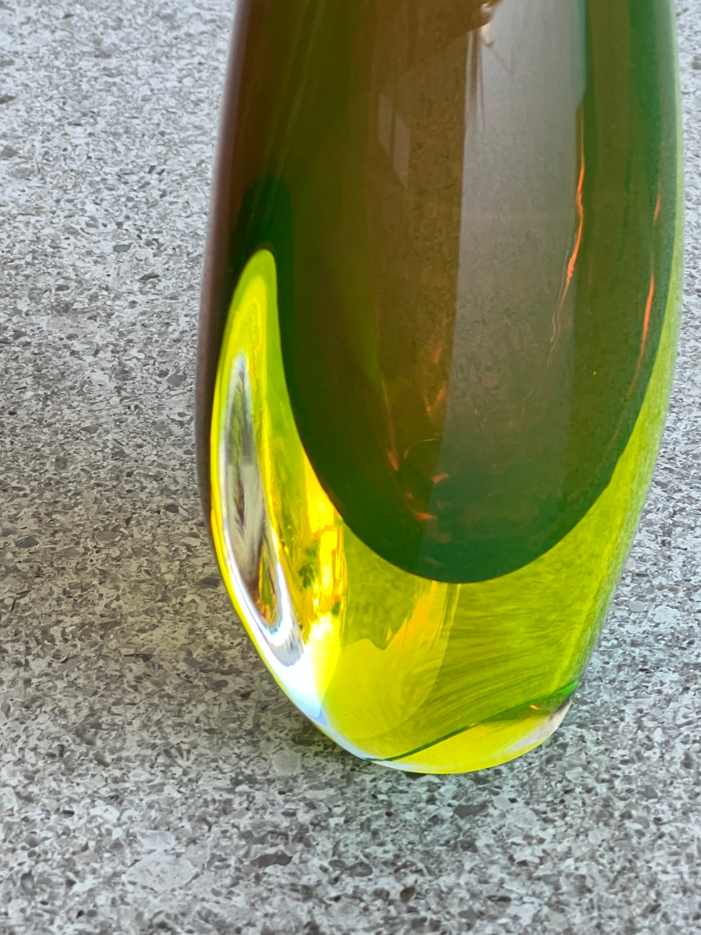 Flavio Poli Uranium Green Murano Glass Sommero Vase, 1960s