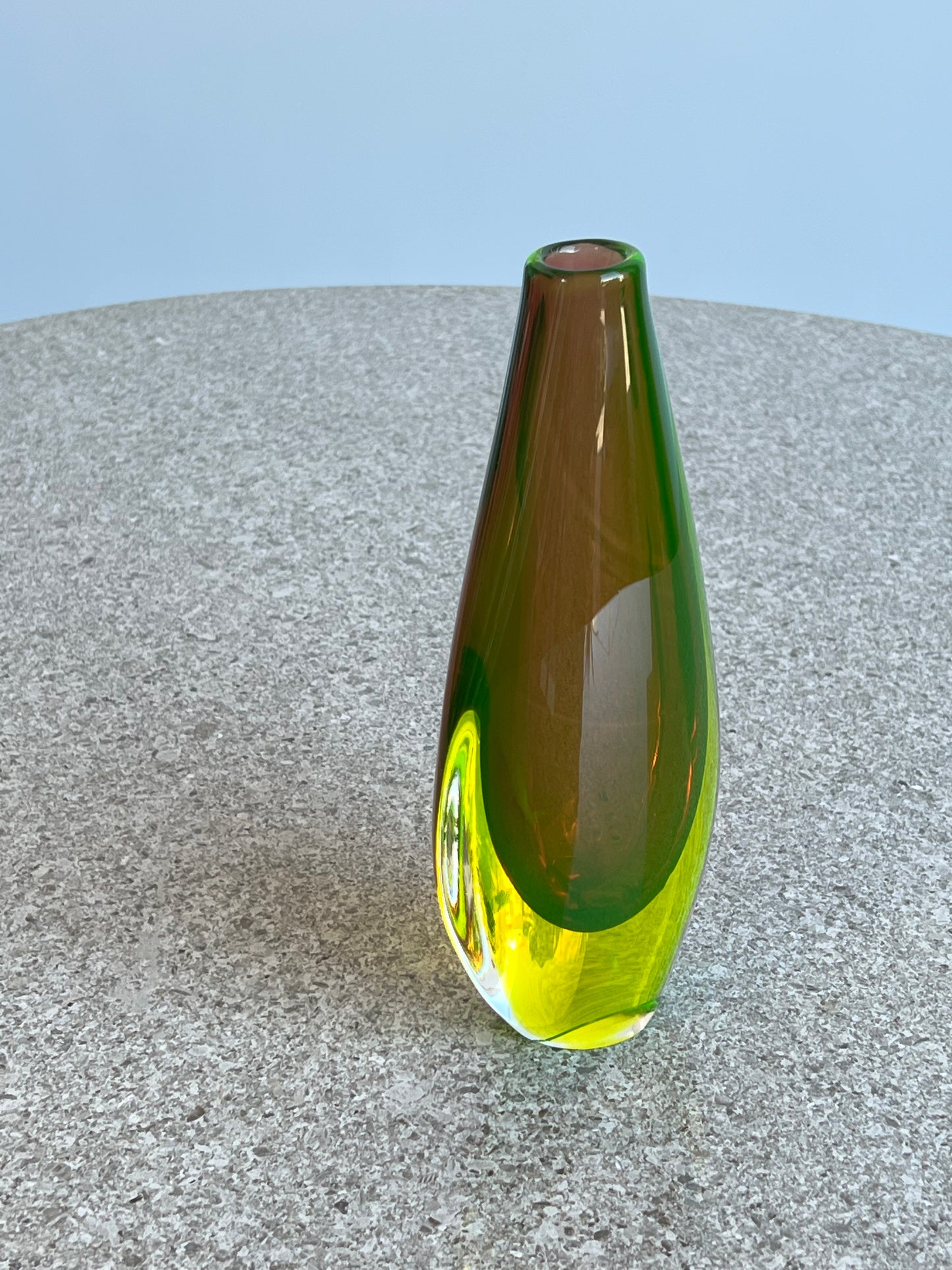 Flavio Poli Uranium Green Murano Glass Sommero Vase, 1960s