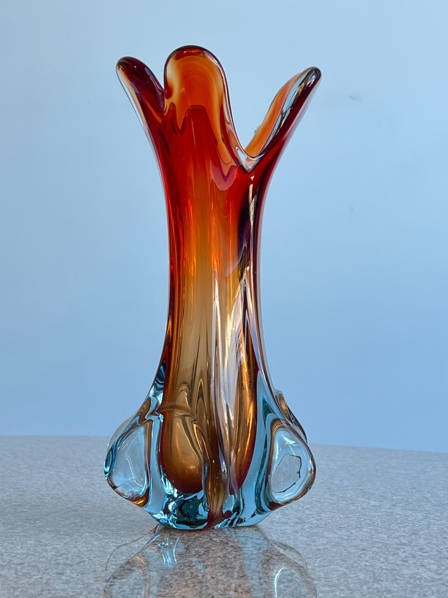 Archimede Saguso Murano Orange Glass Vase, 1960