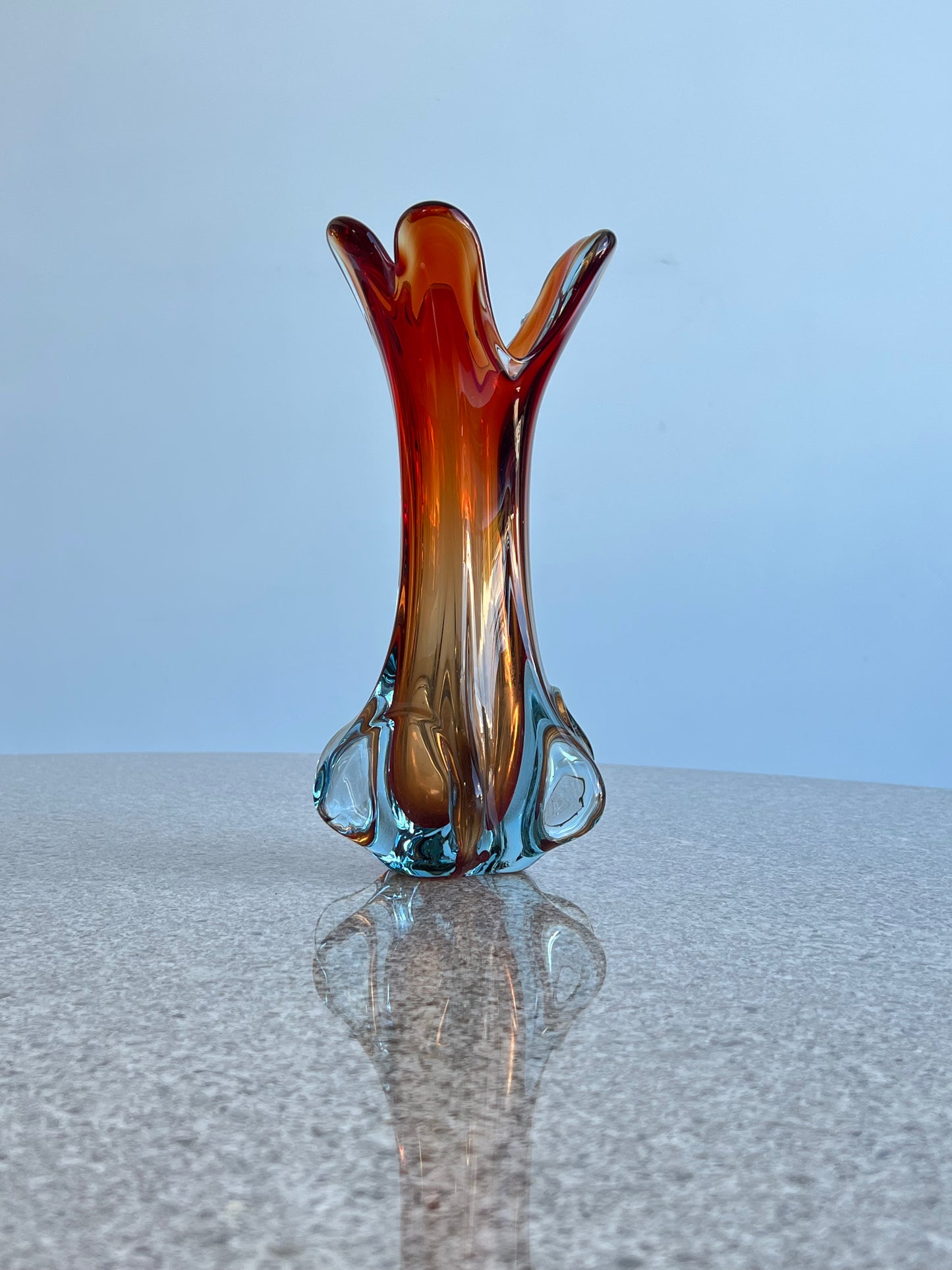 Archimede Saguso Murano Orange Glass Vase, 1960