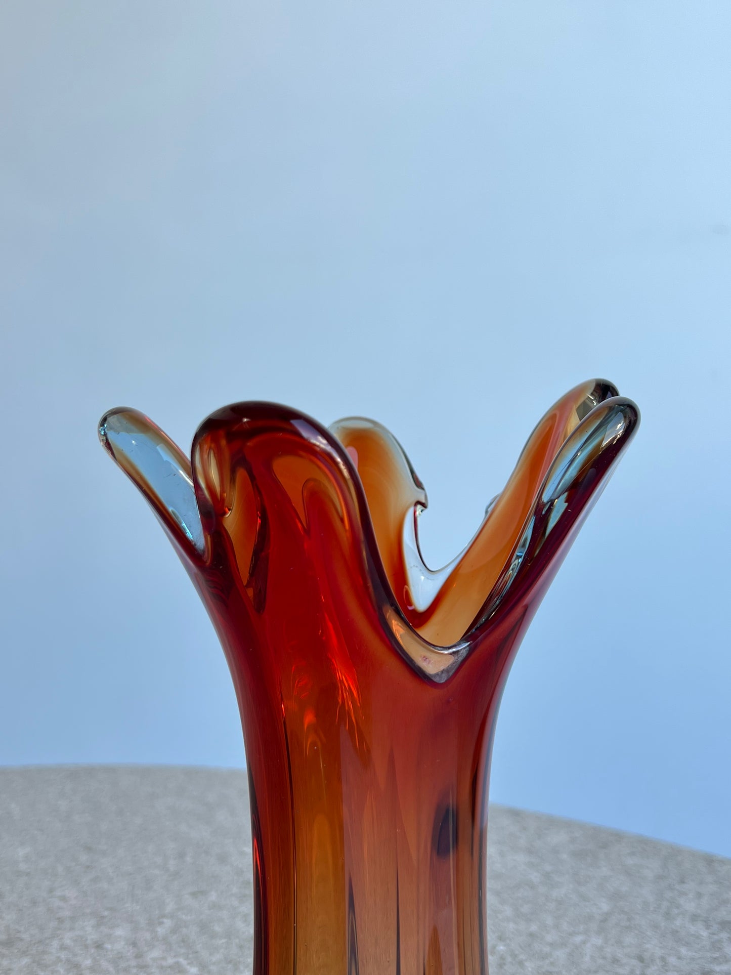 Archimede Saguso Murano Orange Glass Vase, 1960