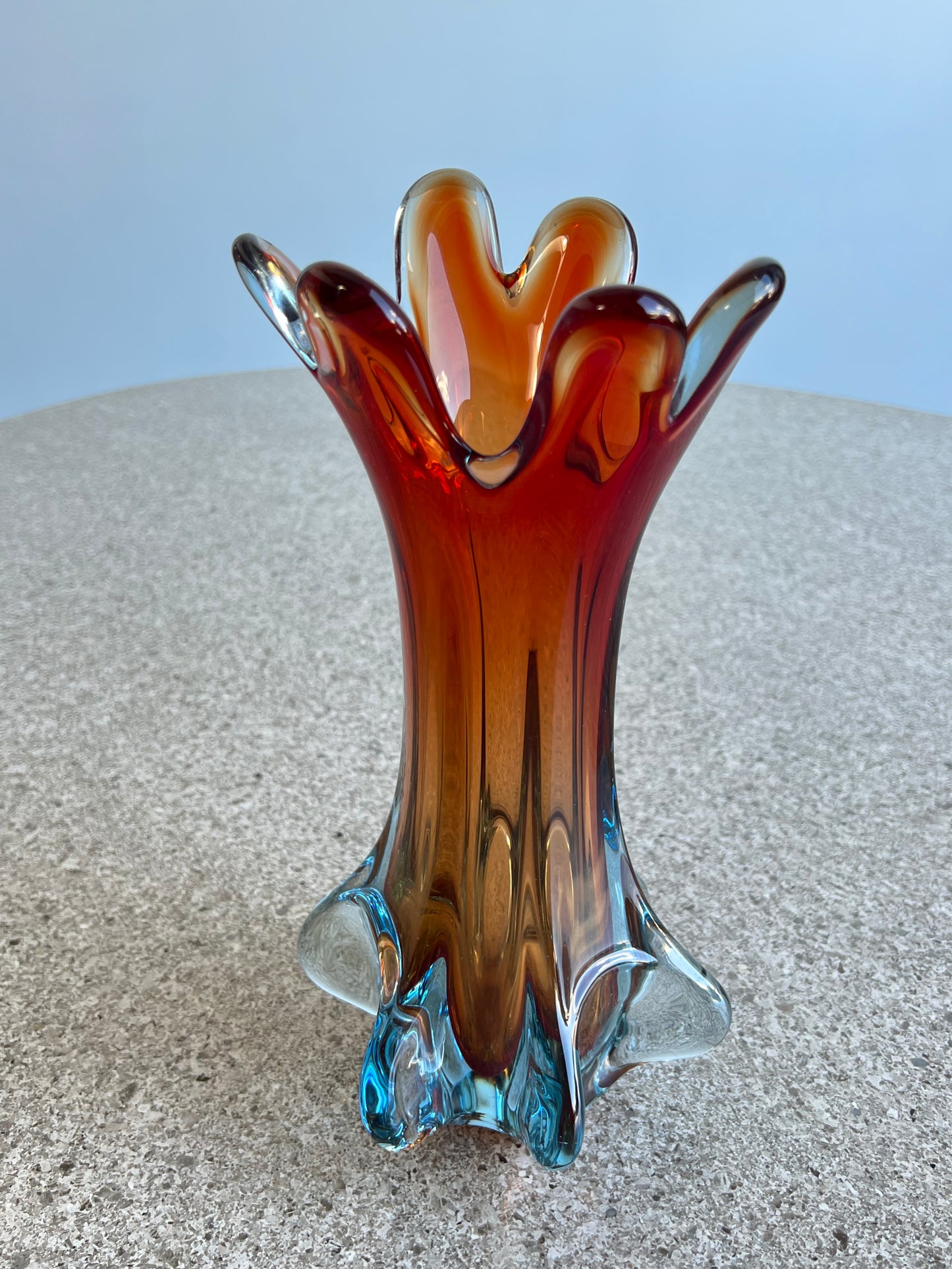 Archimede Saguso Murano Orange Glass Vase, 1960