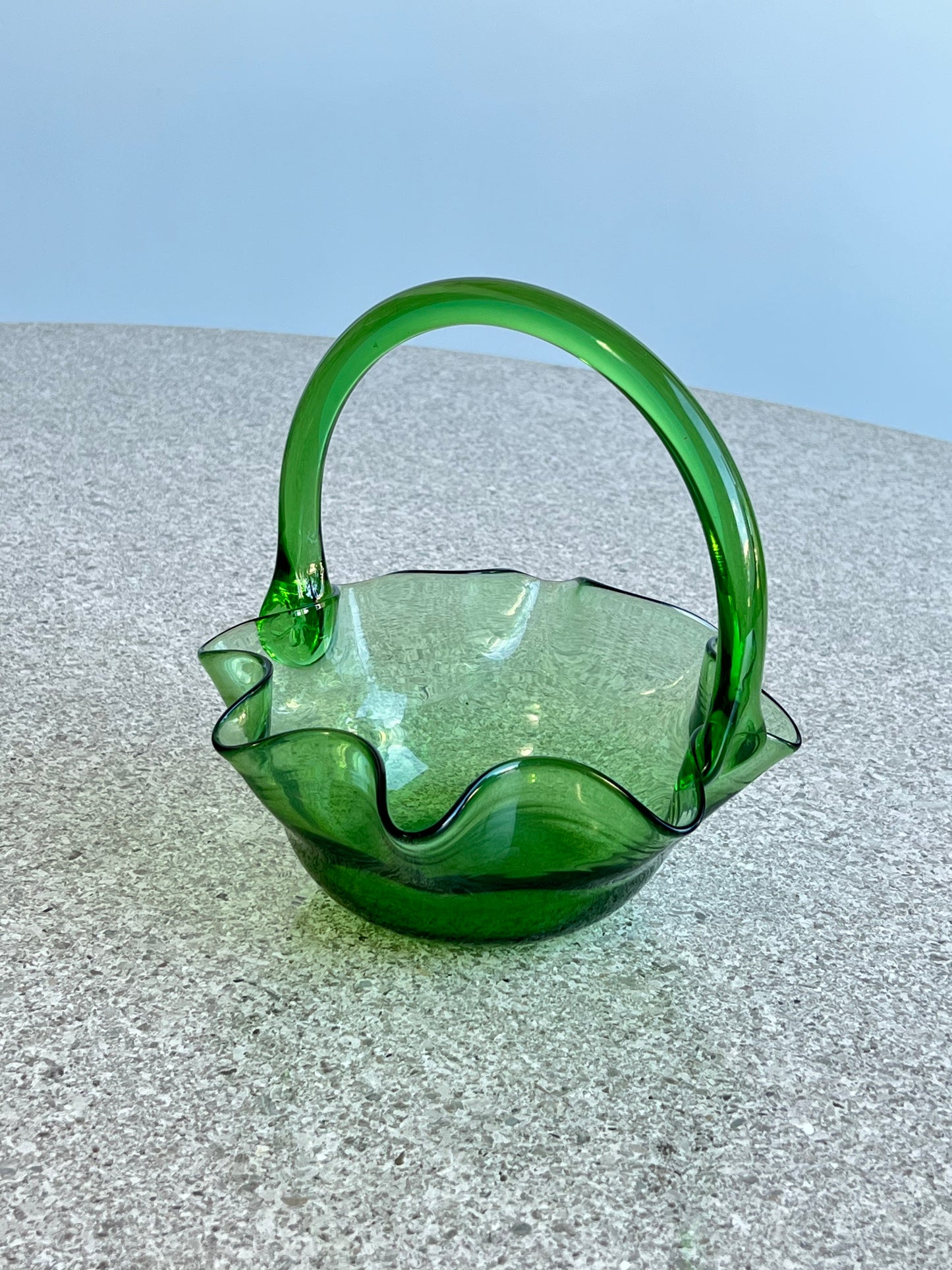 Vetri di Empoli Glass Green Basket,1960s