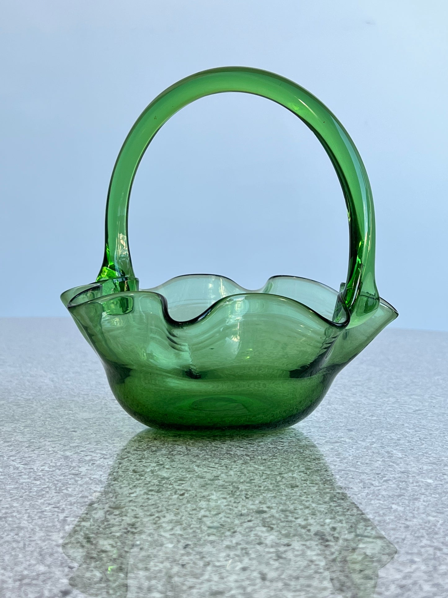 Vetri di Empoli Glass Green Basket,1960s