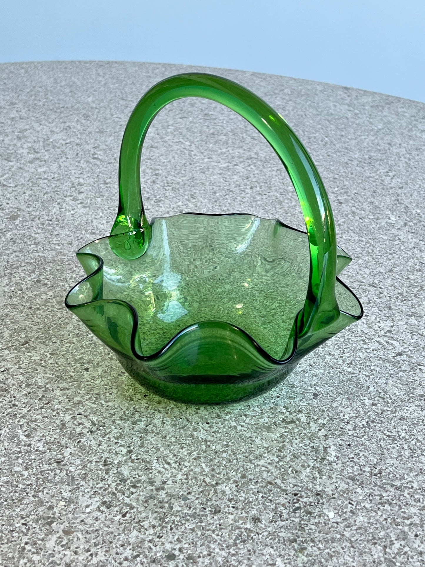 Vetri di Empoli Glass Green Basket,1960s