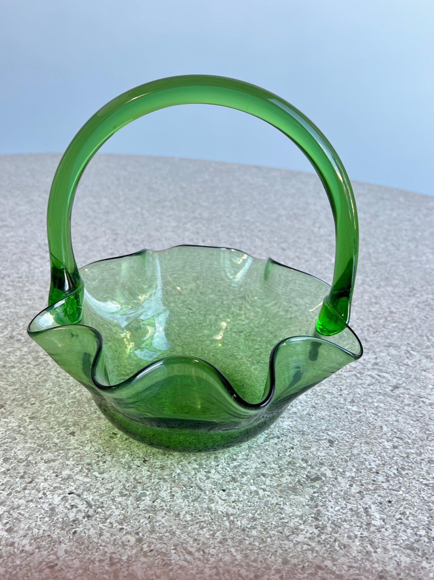 Vetri di Empoli Glass Green Basket,1960s