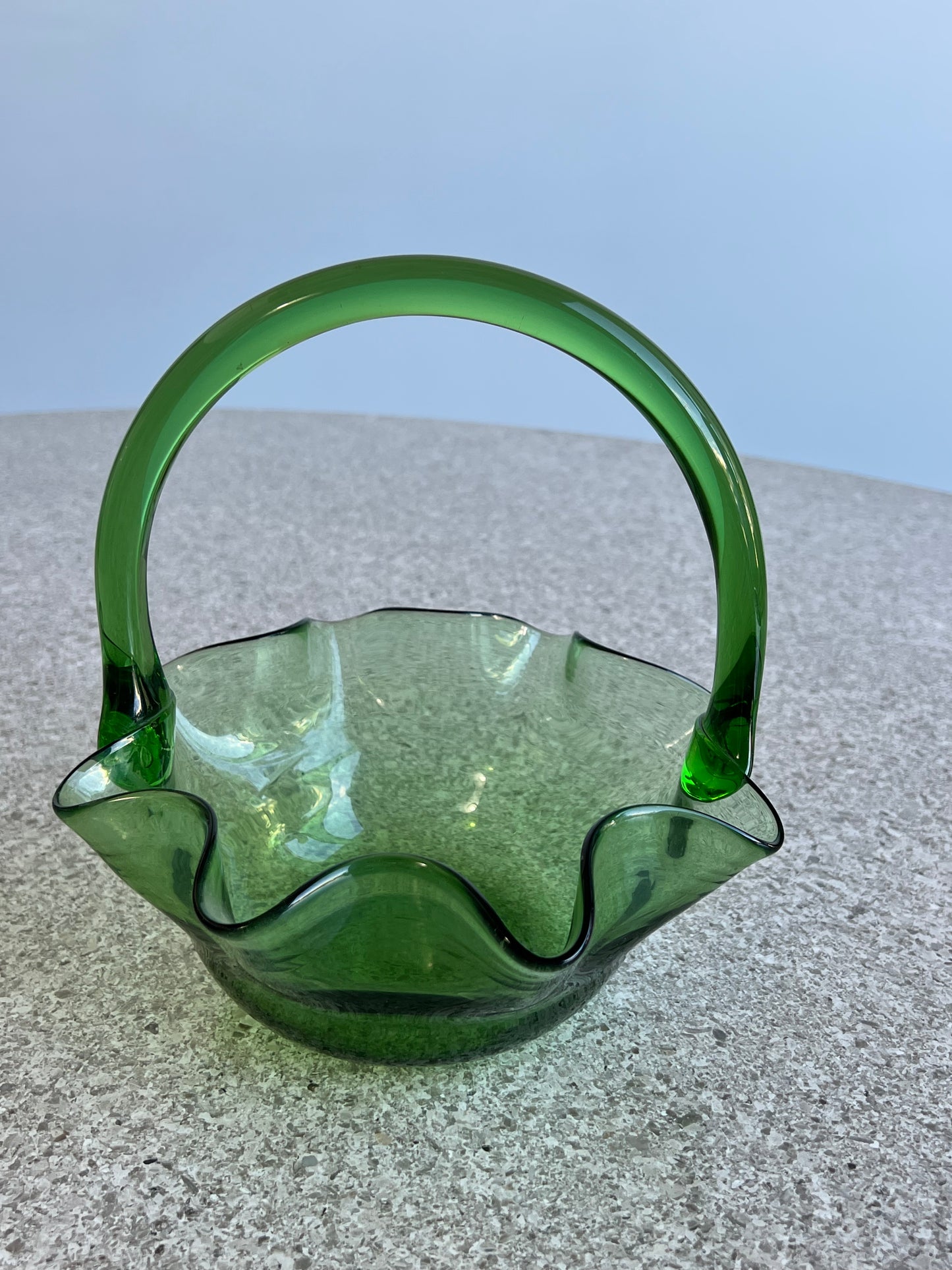 Vetri di Empoli Glass Green Basket,1960s