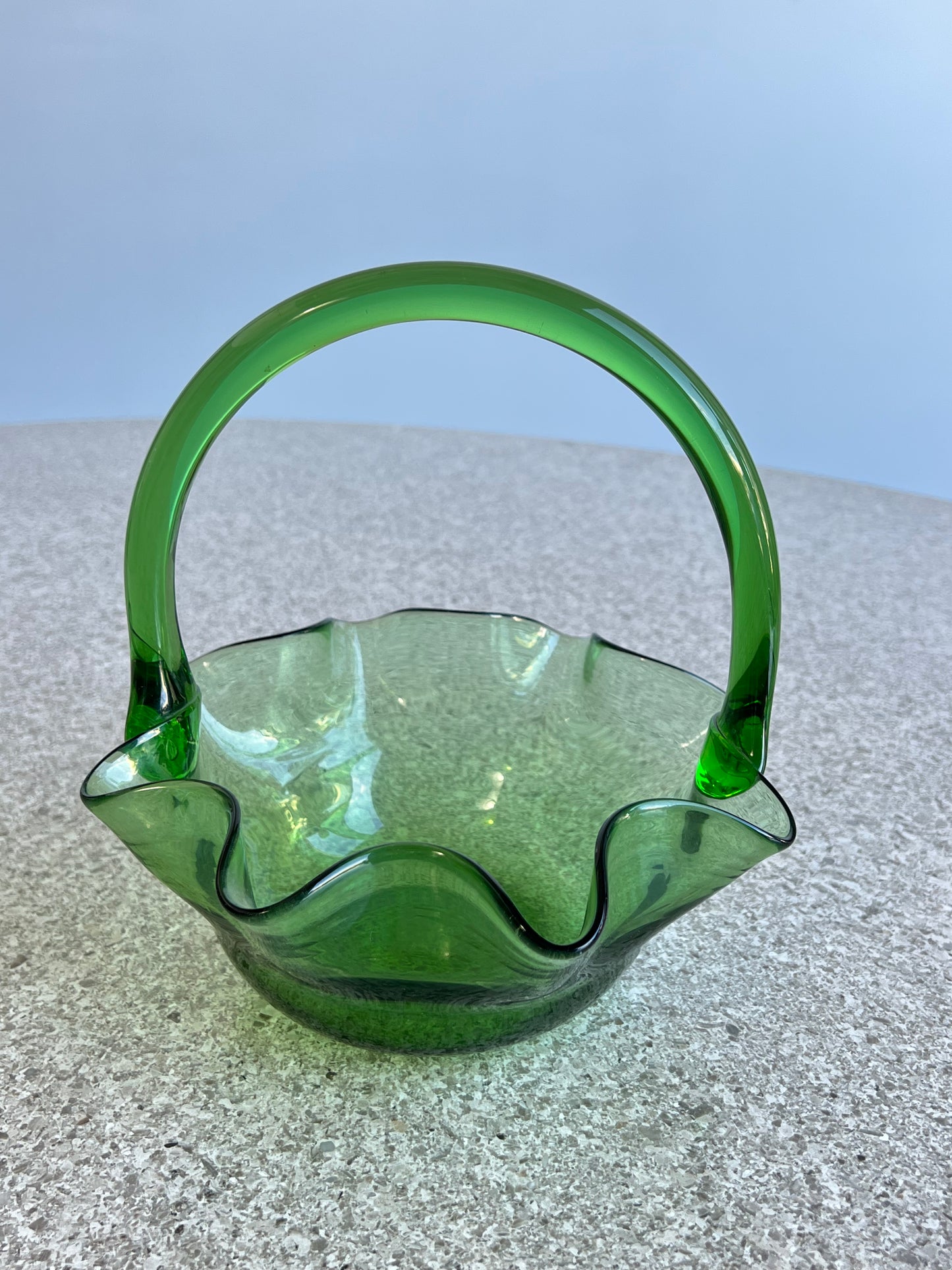 Vetri di Empoli Glass Green Basket,1960s