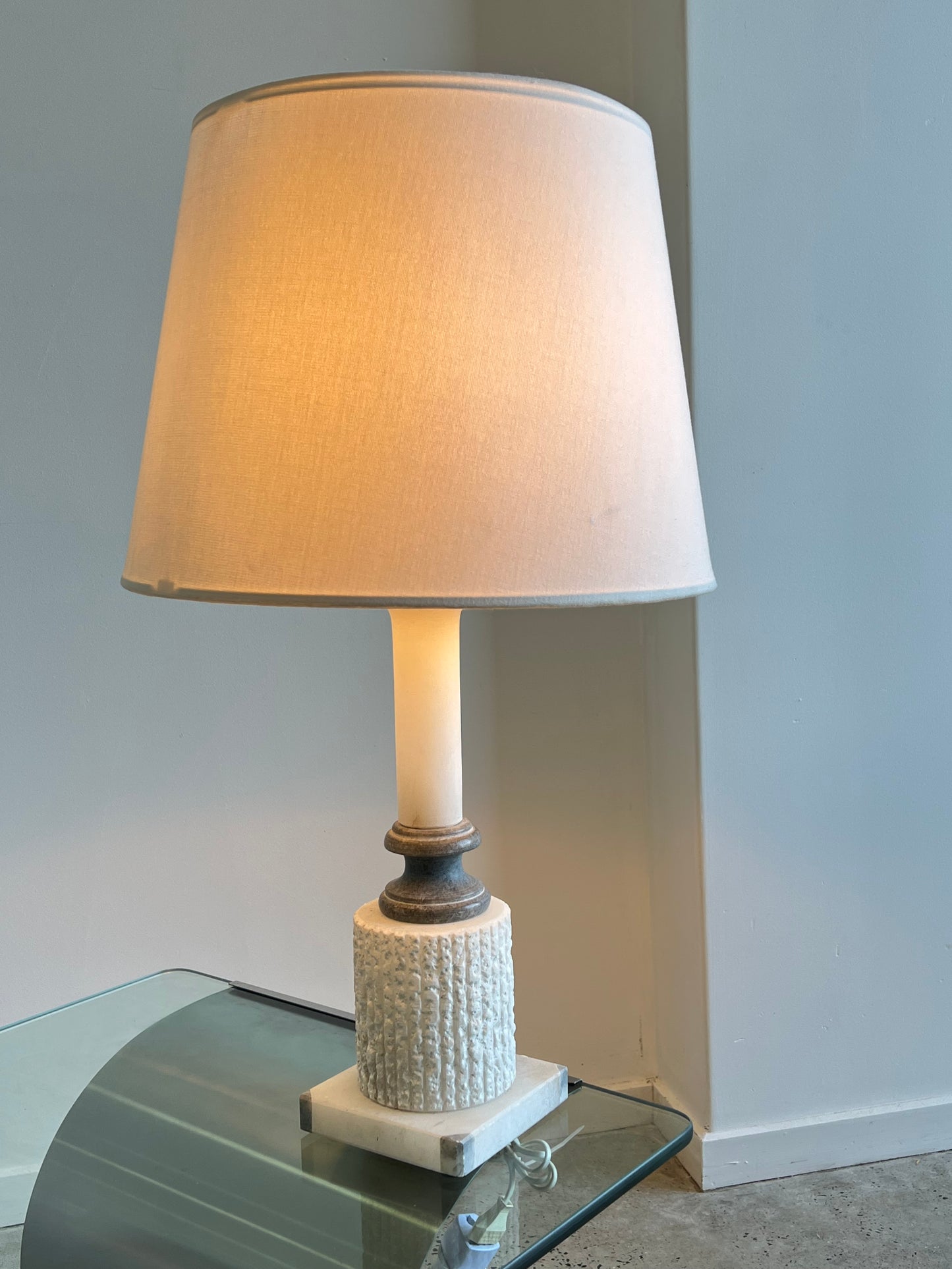Italian White Marble Table Lamp, 1950s