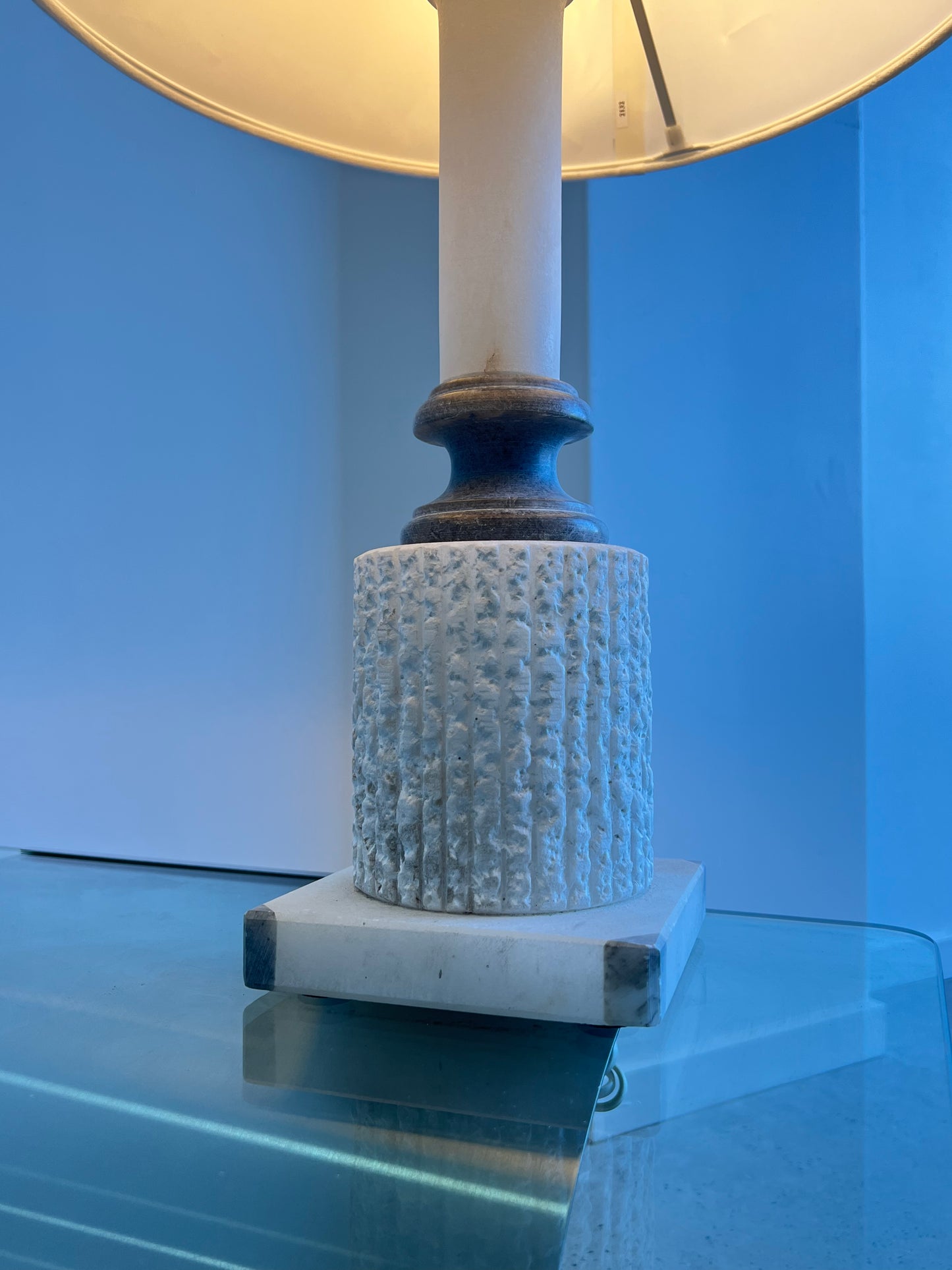 Italian White Marble Table Lamp, 1950s