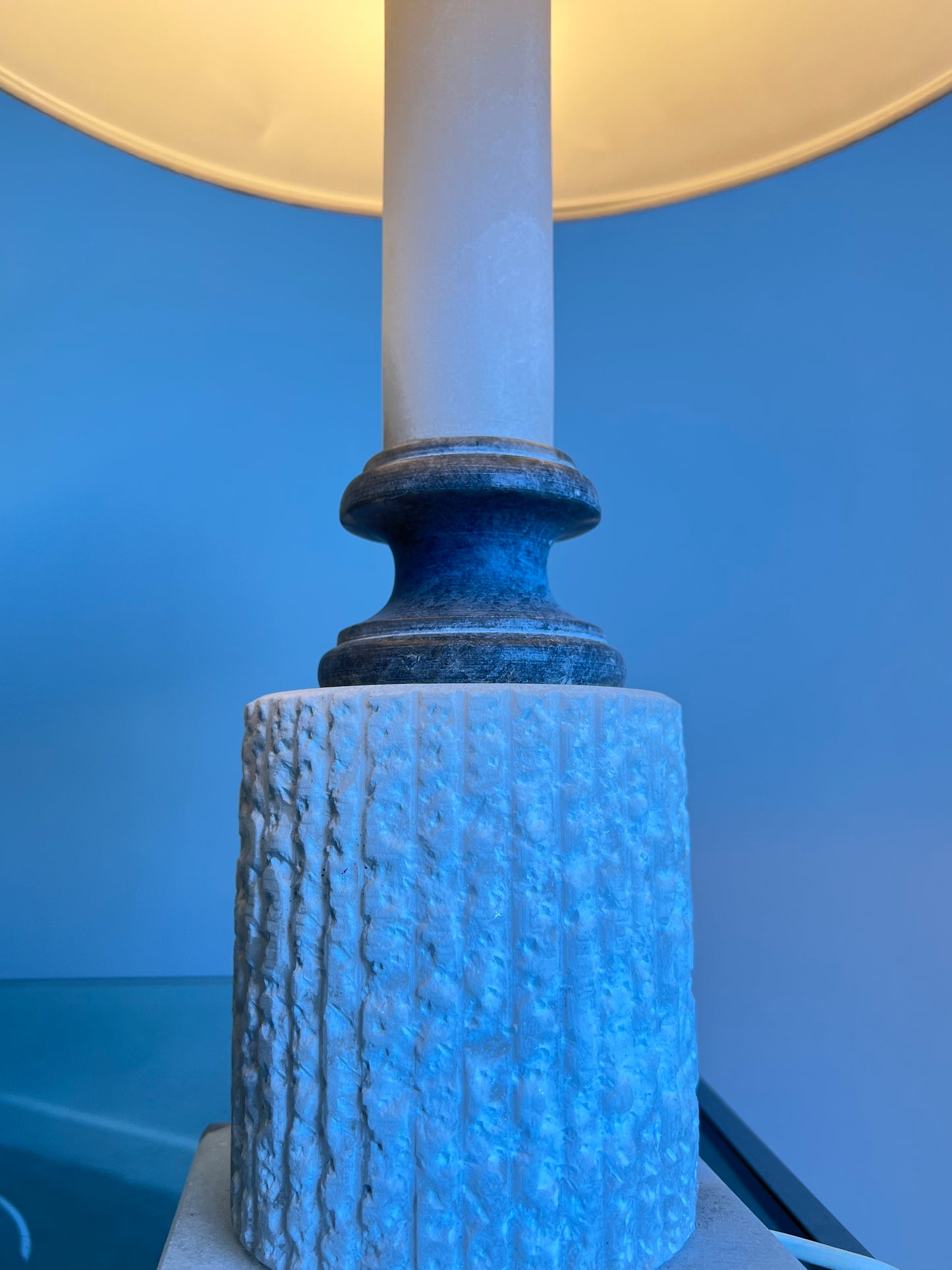 Italian White Marble Table Lamp, 1950s