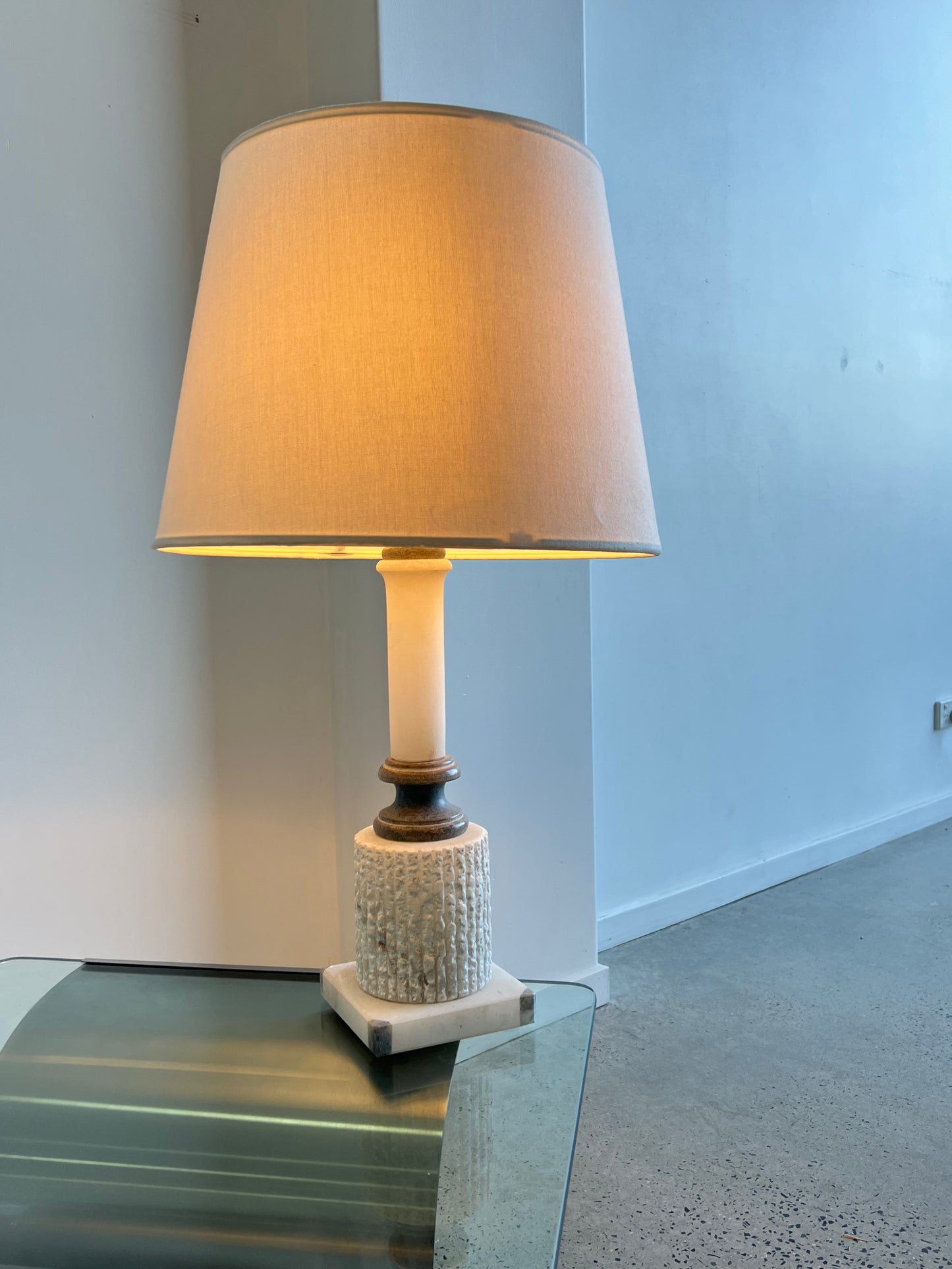 Italian White Marble Table Lamp, 1950s