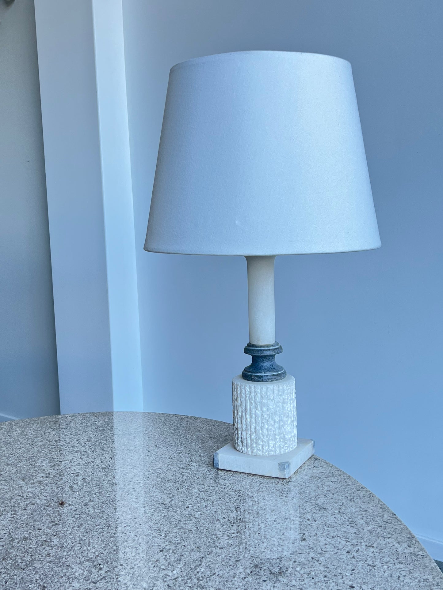 Italian White Marble Table Lamp, 1950s