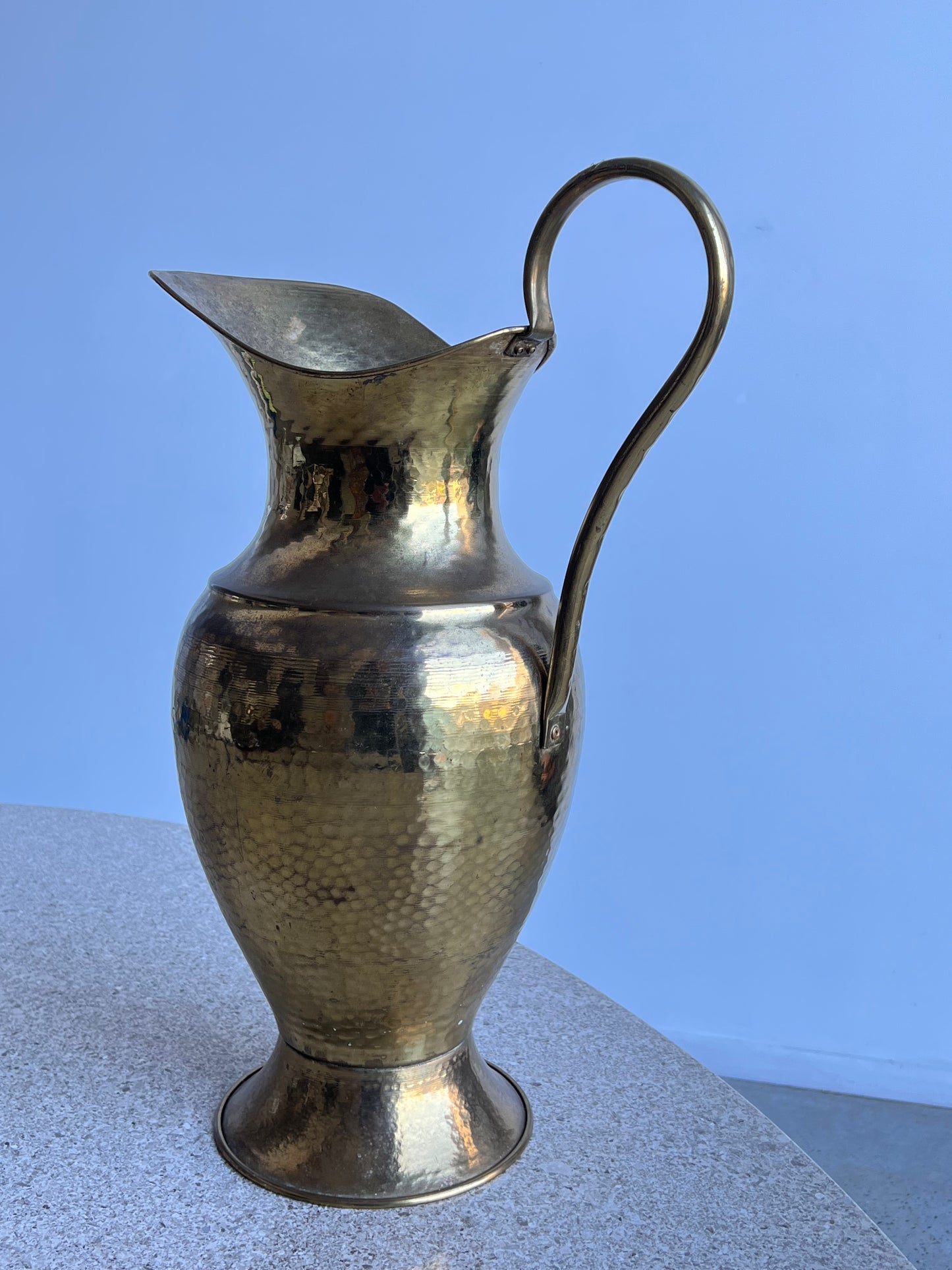 Italian Art Deco Large Hand Hammered Brass Vase, 1940