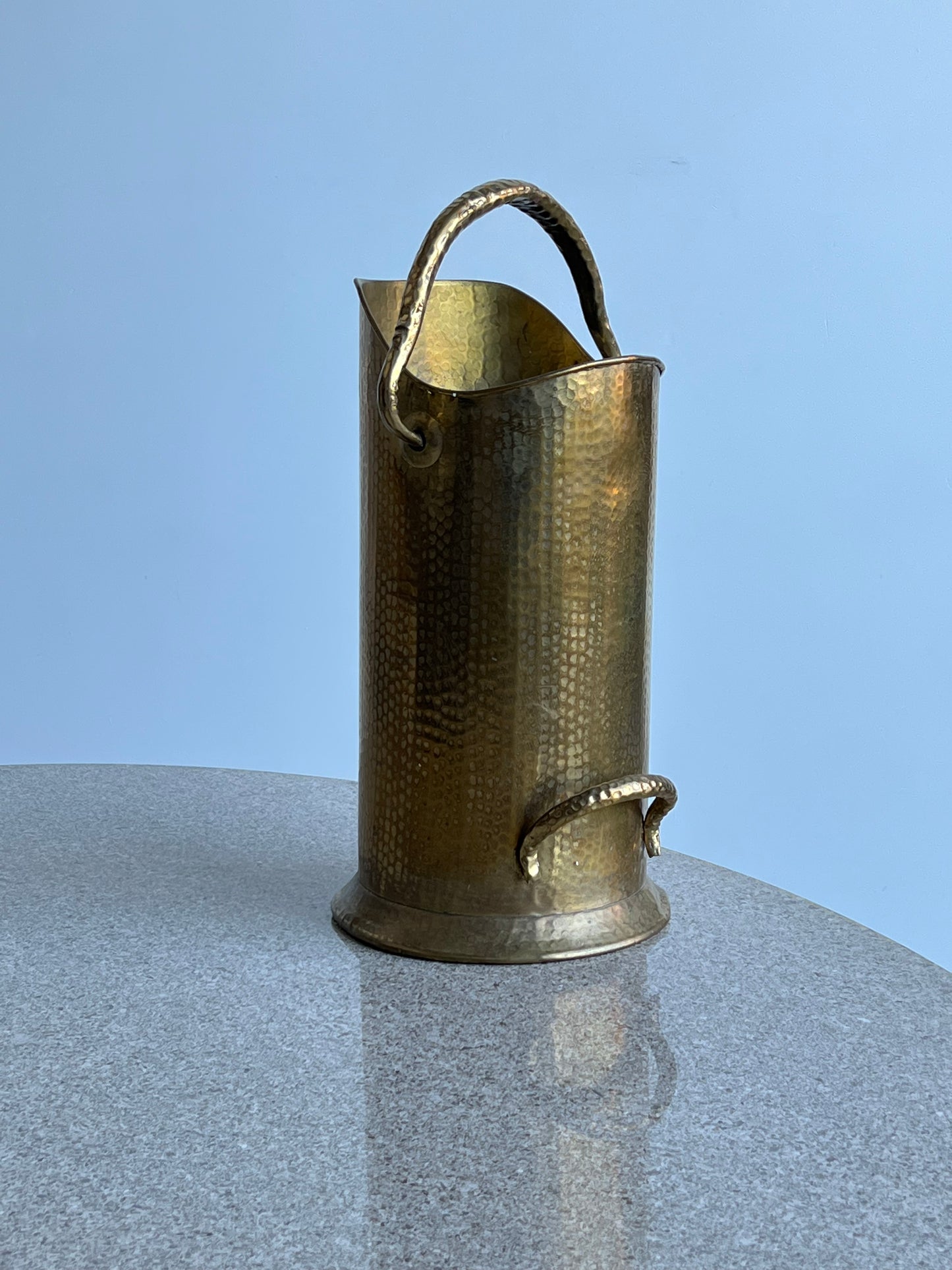 Italian Art Deco Large Hand Hammered Brass Vase, 1940s