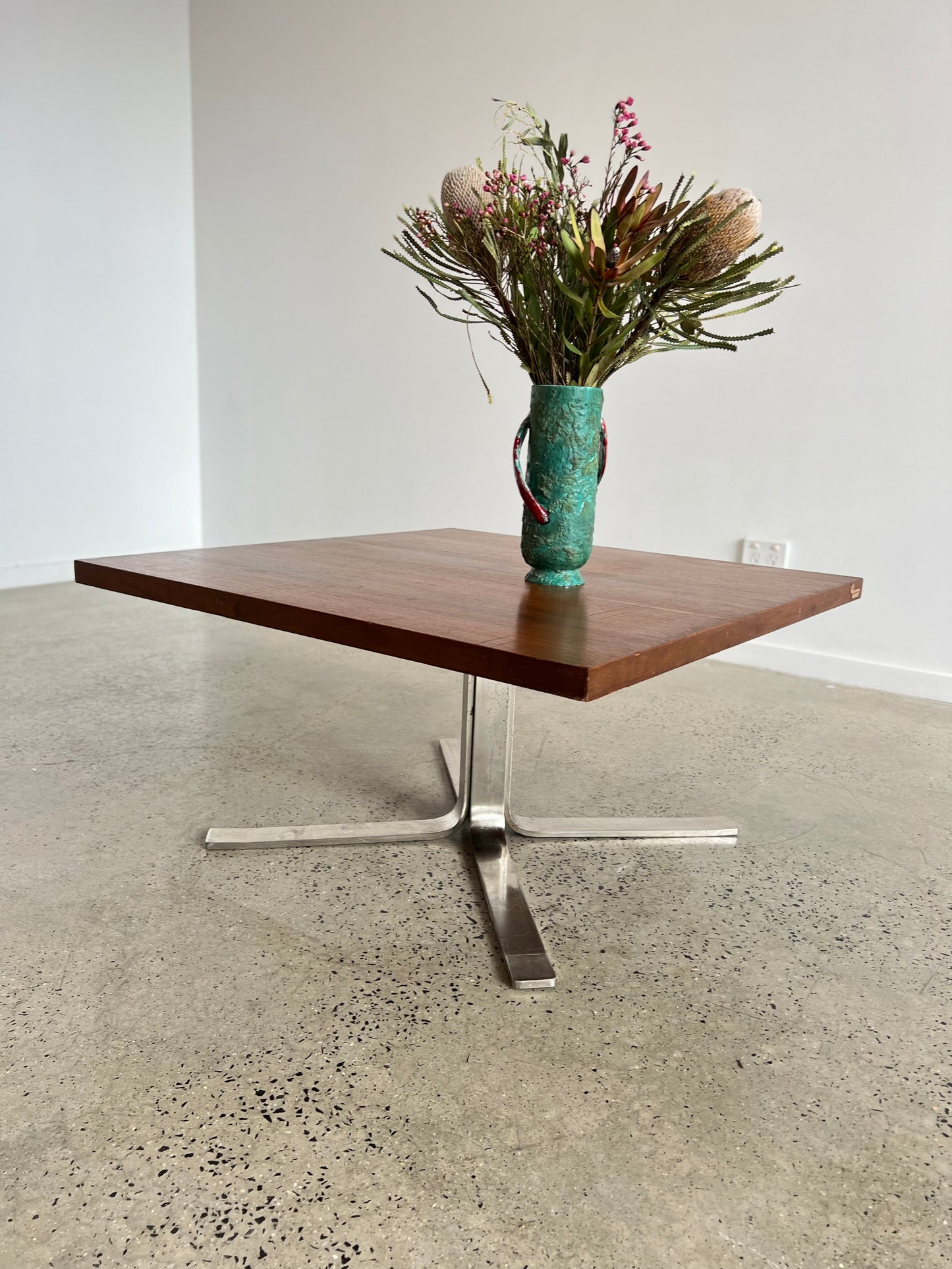 Mobitecnica Torino in Teak and Chrome Square Coffee Table, 1960