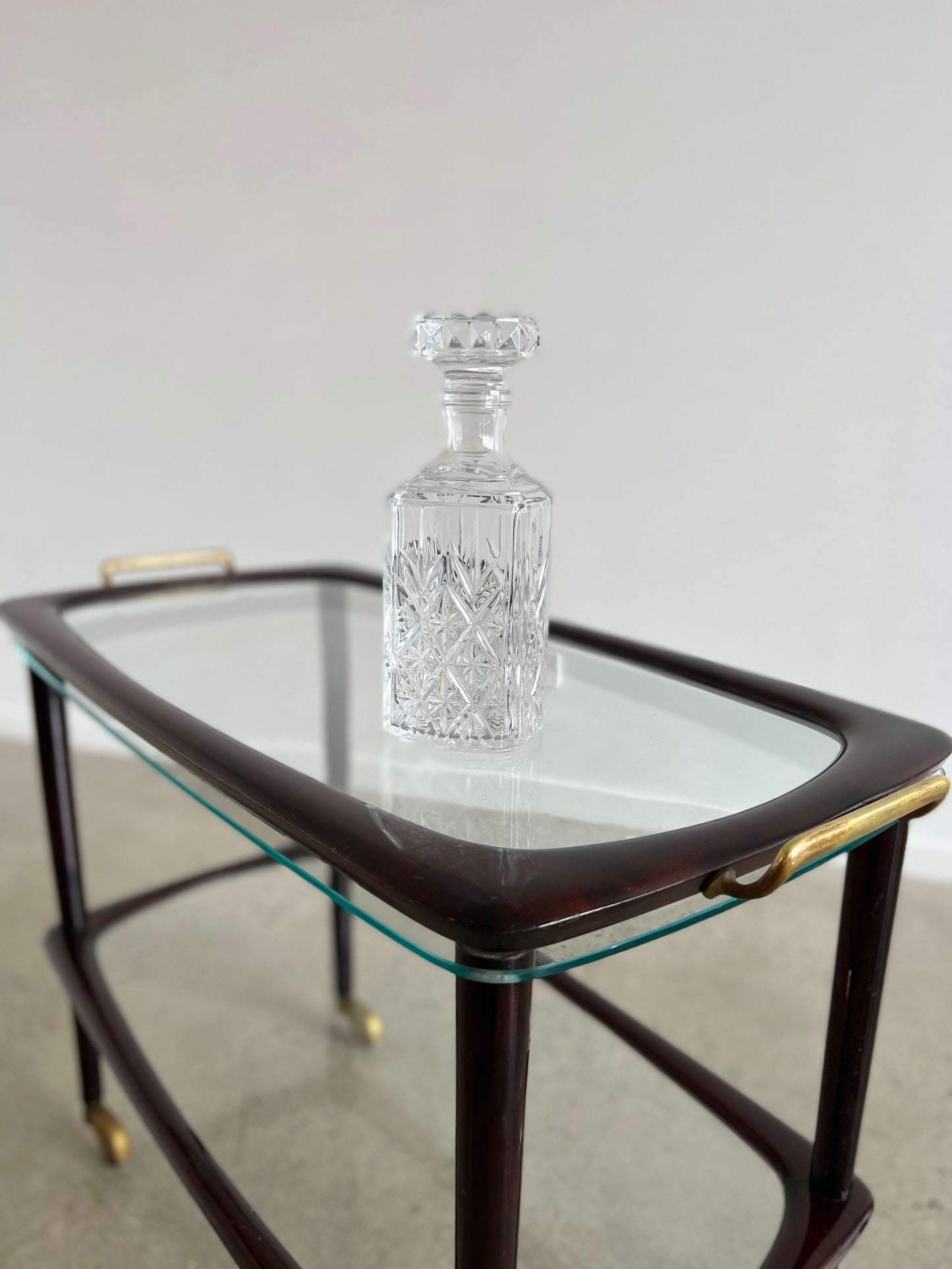 Cesare Lacca, Mahogany Wood and Glass Bar Cart, 1950s