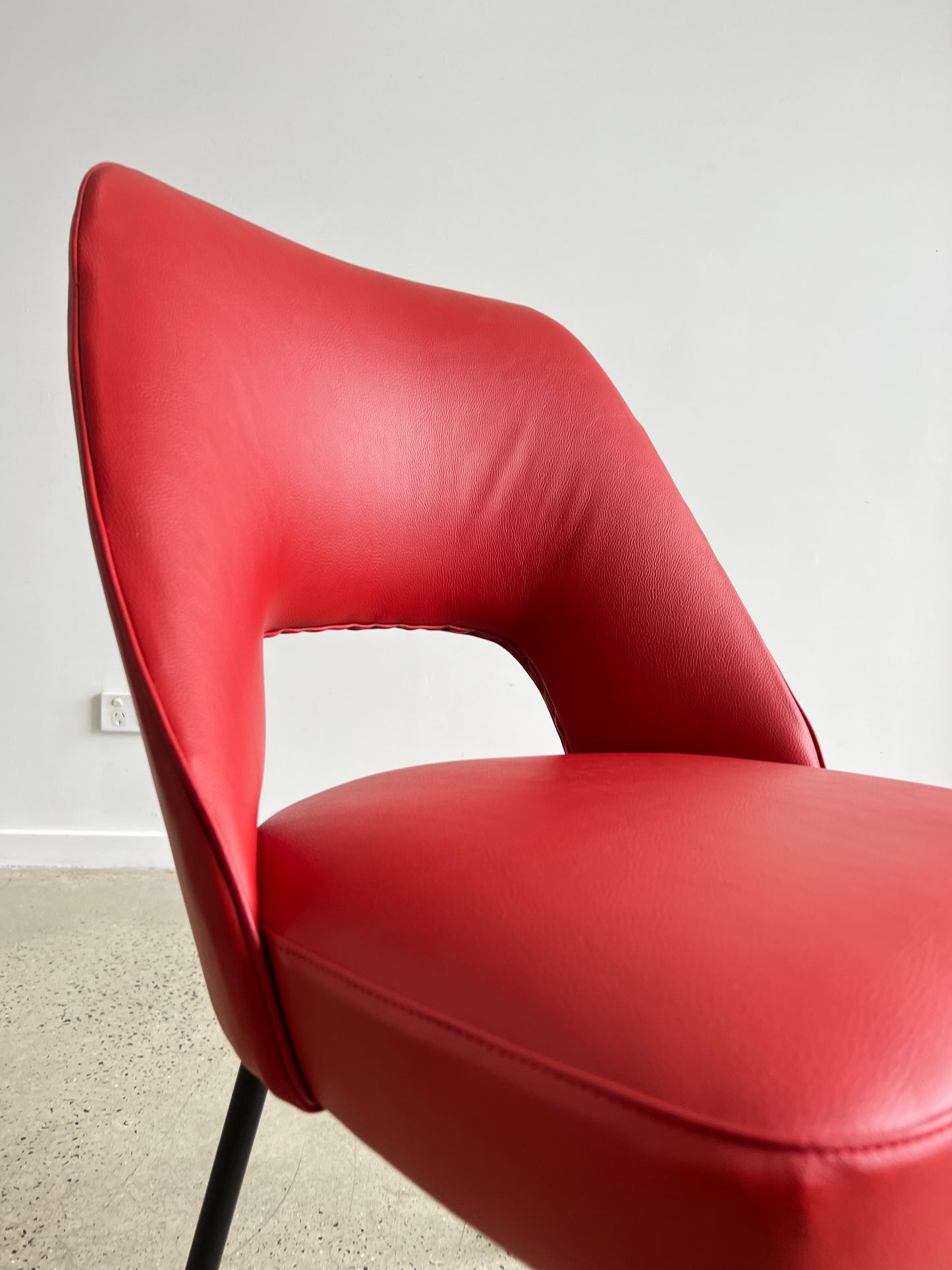 Mobiltecnica Torino Red Leather Chairs, 1950s