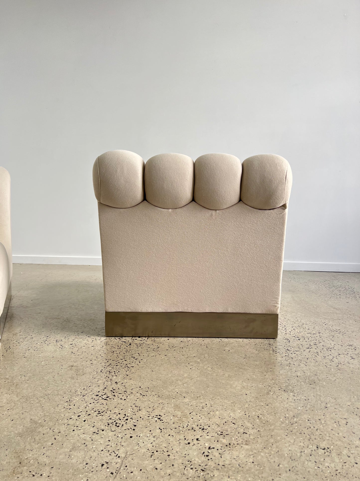 Italian Modular Sofa Chairs in Cream Fabric and Metal Base, 1970s