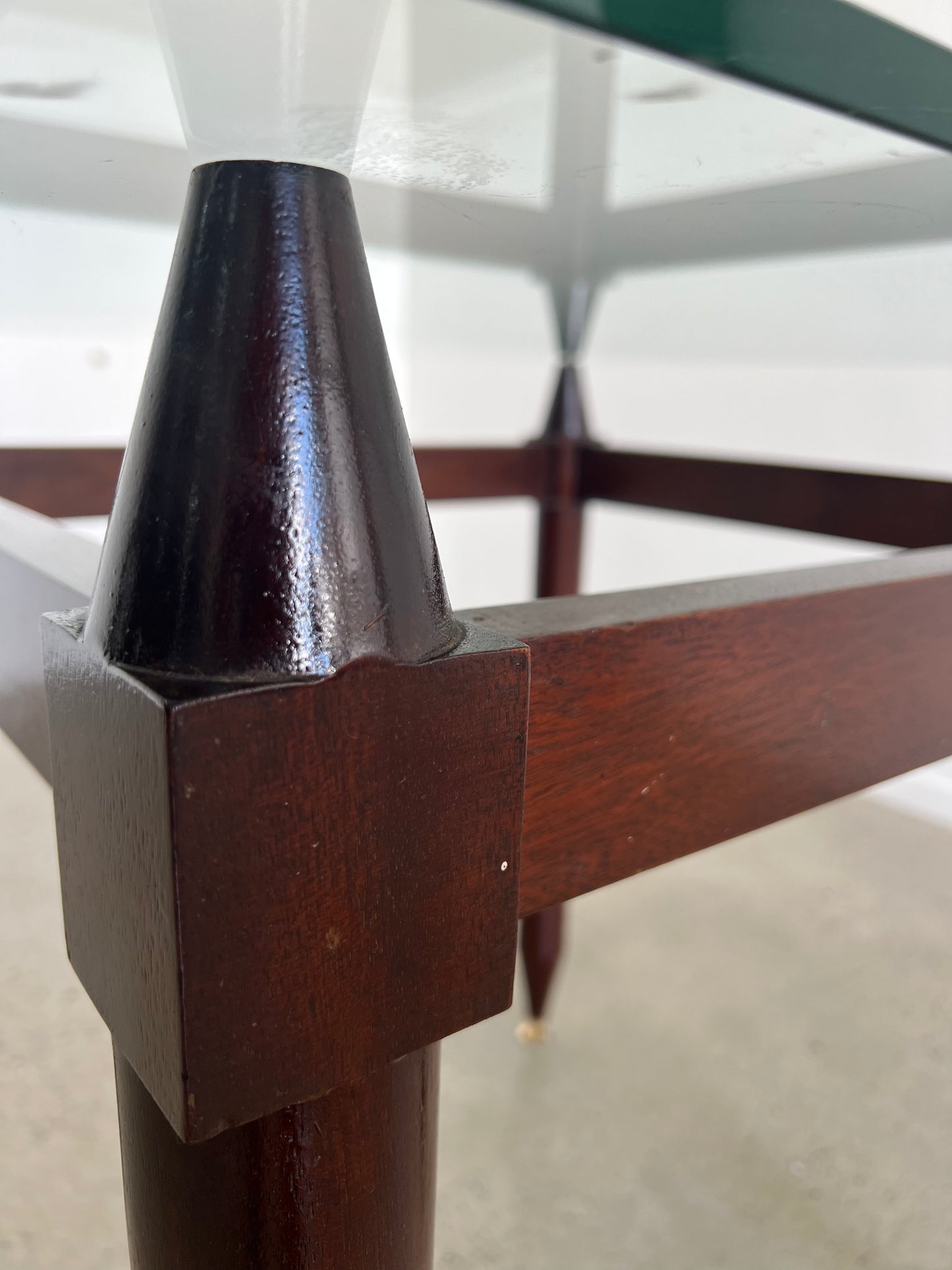 Square Glass and Teak Wood Mid Century Modern Table, 1950s