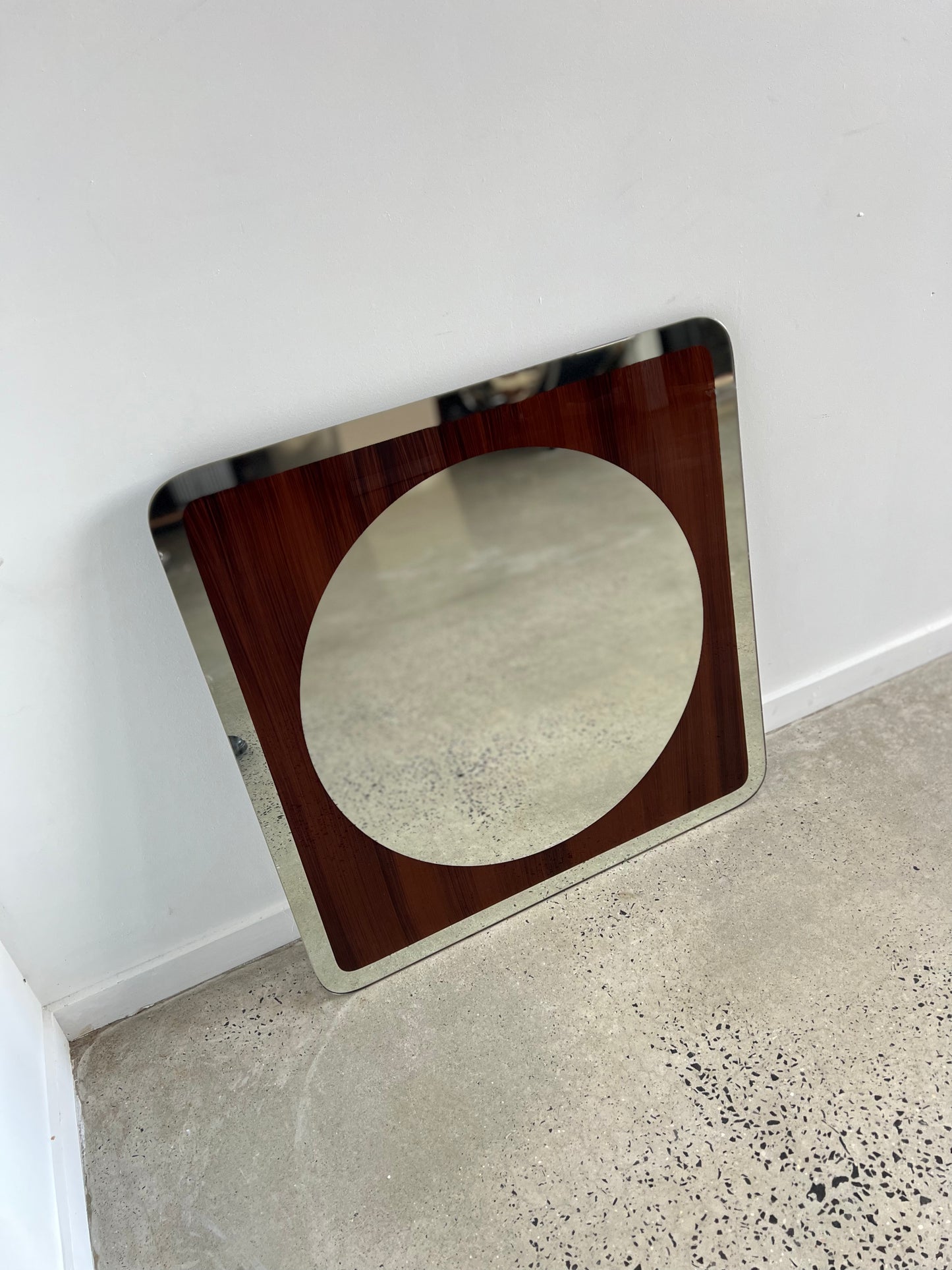 Fontana Arte Mid Century Modern Square Wall Mirror, 1970s