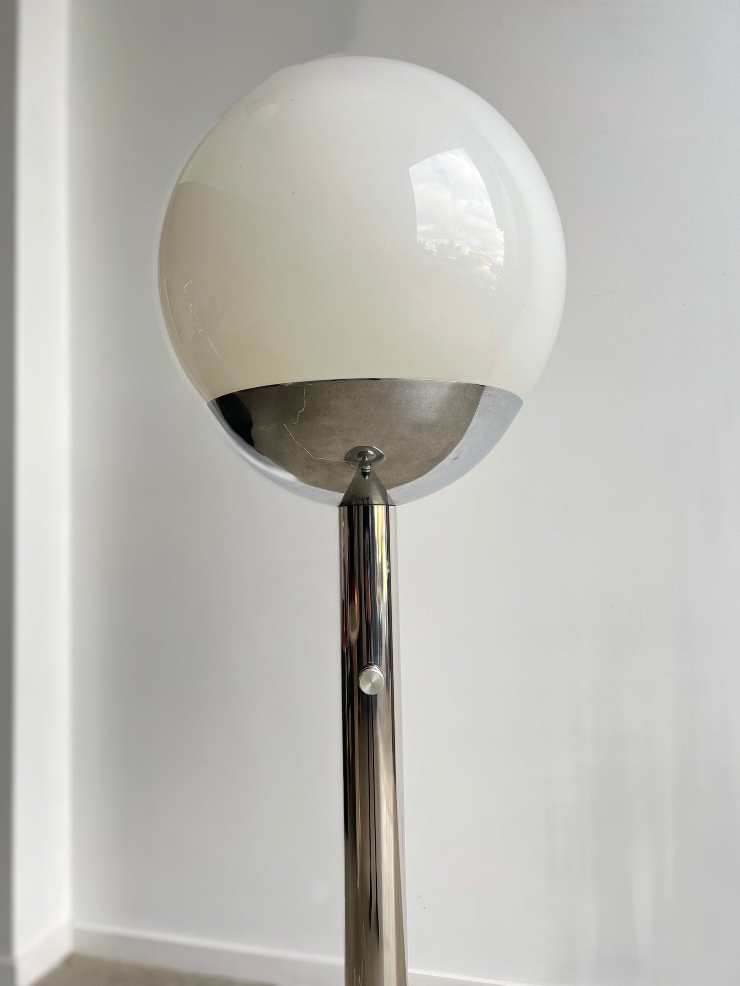 Pia Guidetti for Luci Milano Glass Sphere Chromed, 1970