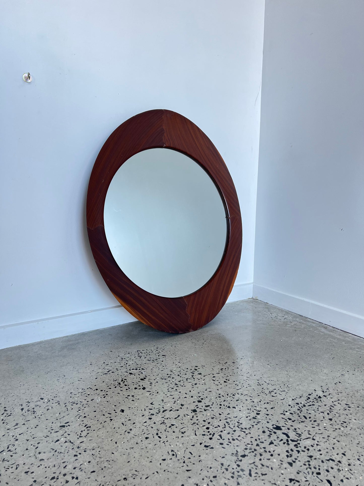 Campo & Graffi Mid Century Modern Oval Teak Wall Mirror, 1960