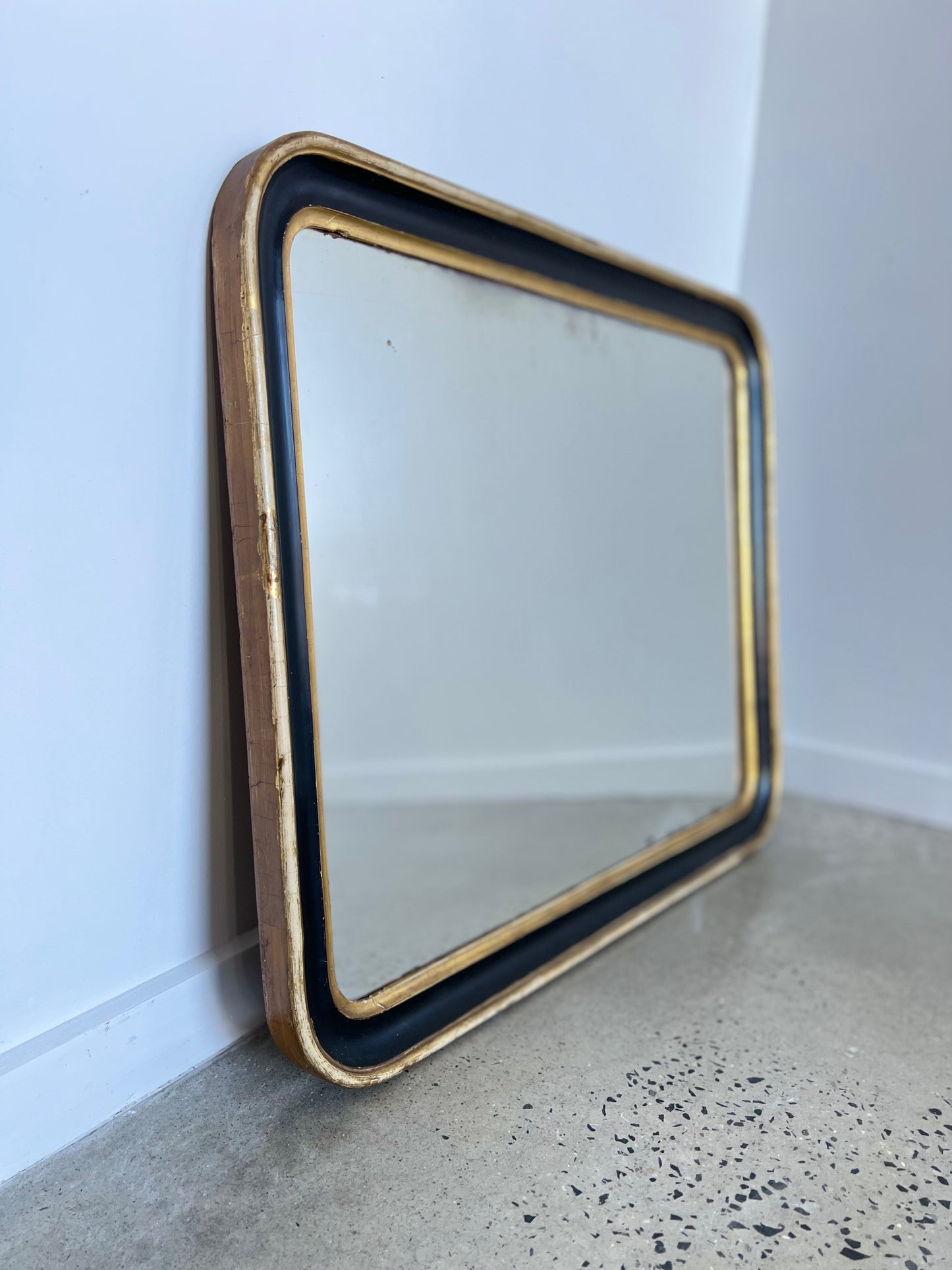 Mid century Italian Wall Mirror with Gold Leaf Work, 1940s