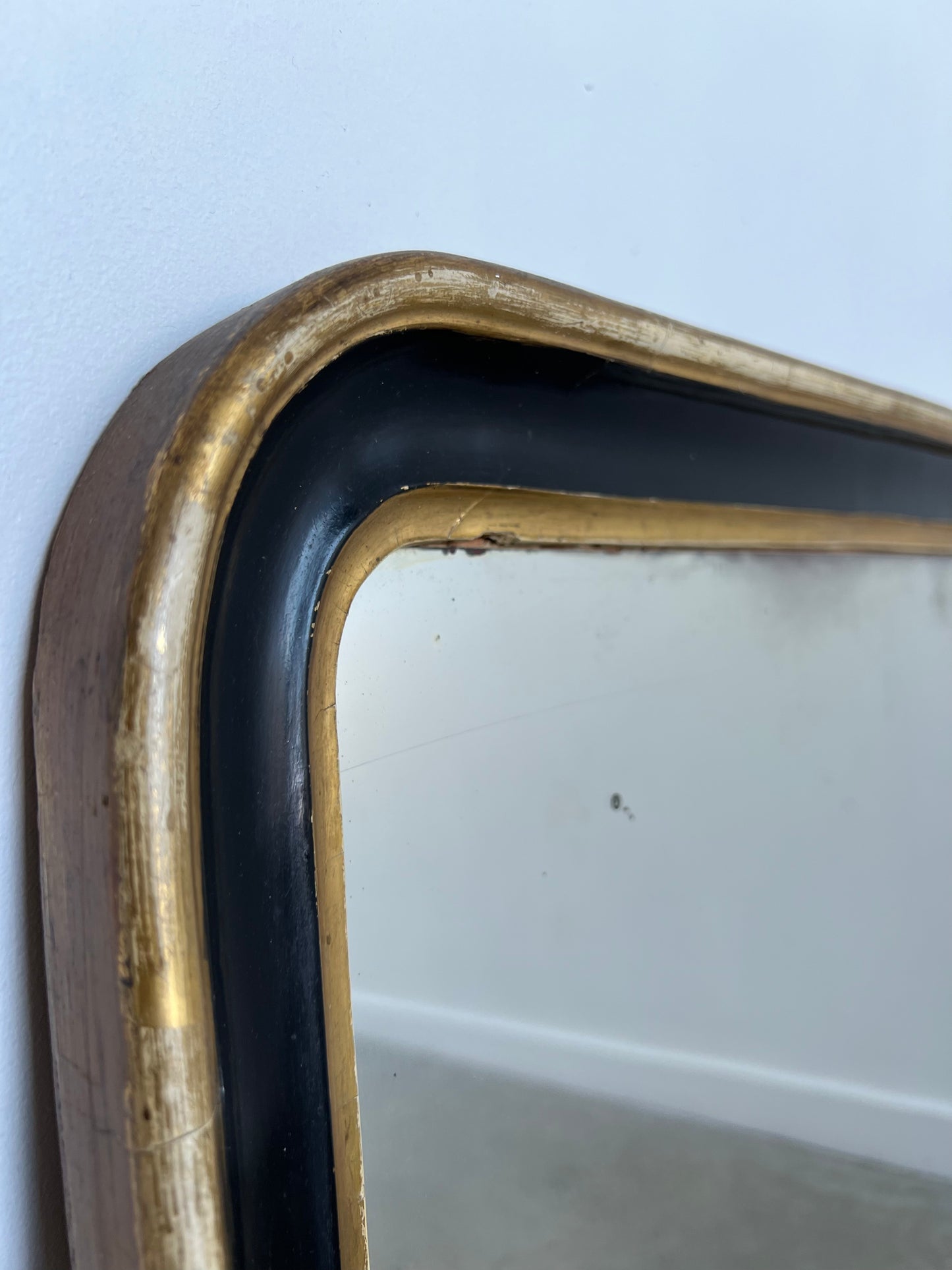 Mid century Italian Wall Mirror with Gold Leaf Work, 1940s