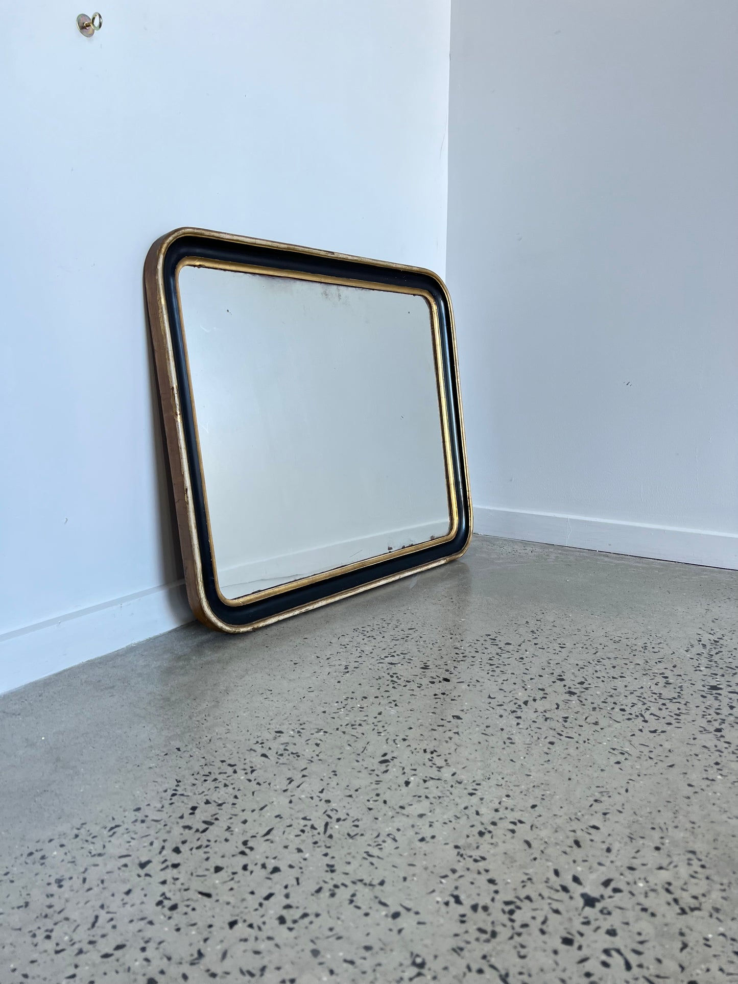 Mid century Italian Wall Mirror with Gold Leaf Work, 1940s