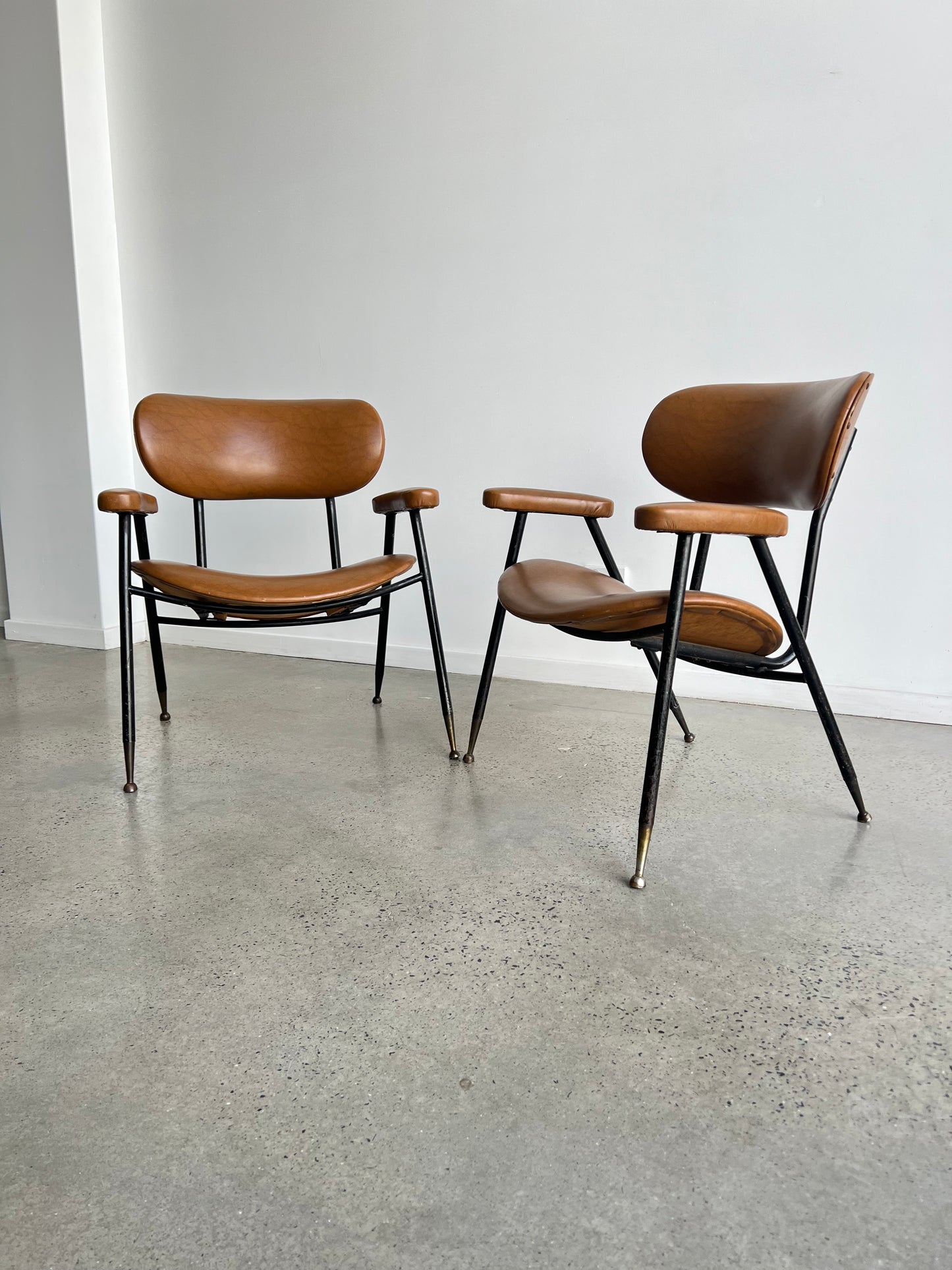 Faux Brown Leather Chairs by Gastone Rinaldi for RIMA, Set of two, 1960s