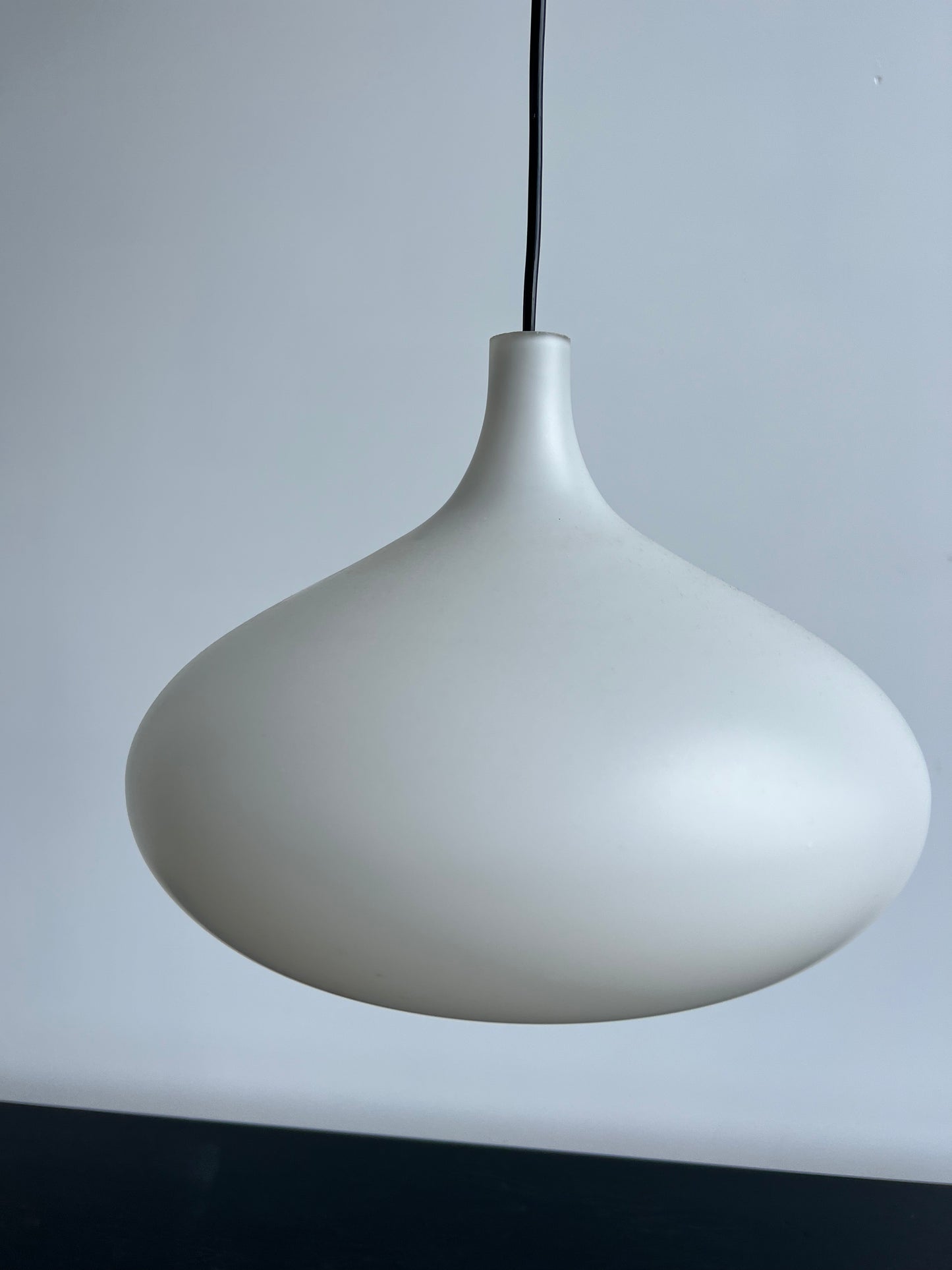 White Glass Pendant Light Space age 1980s