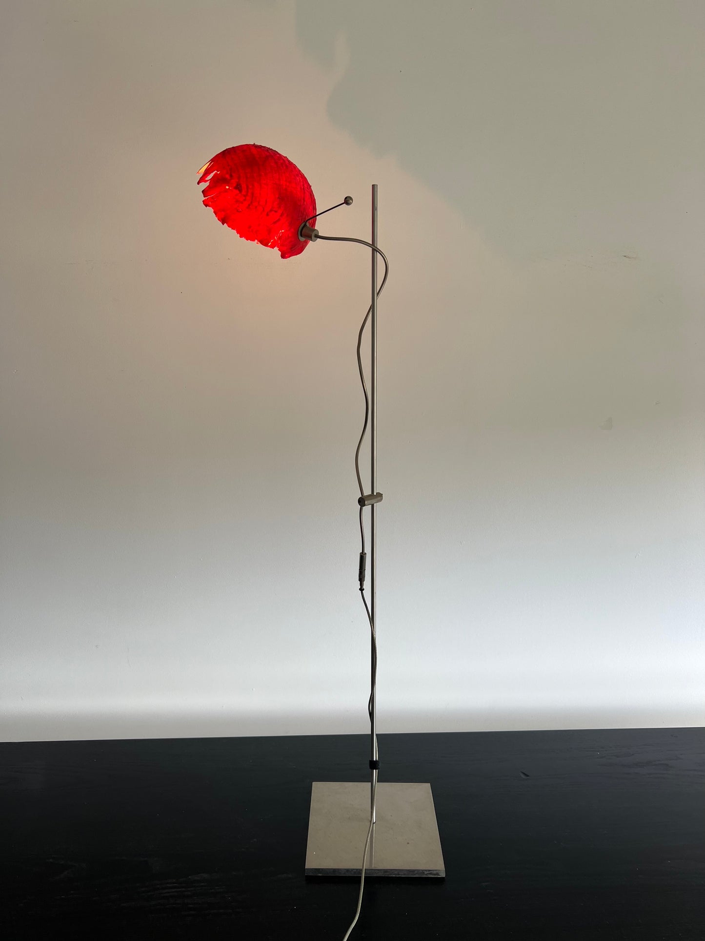 Smith & Catellani Table Lamp Fibreglass Shade and Nickel Plated Base, 1980s