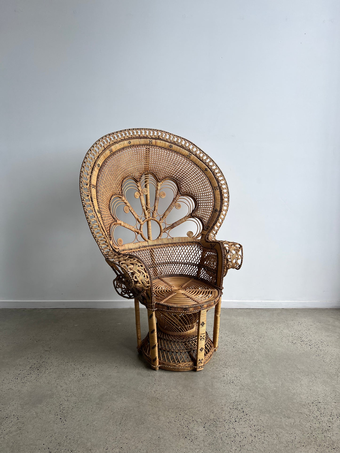 Bohemian Woven Rattan Peacock Chair, 1960s