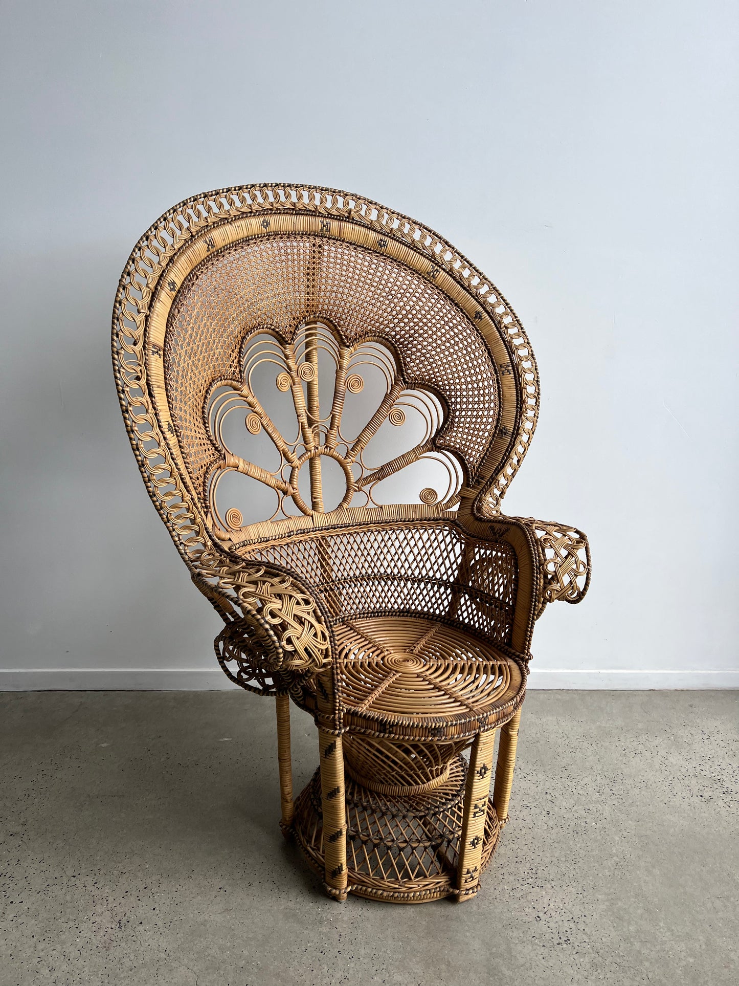 Bohemian Woven Rattan Peacock Chair, 1960s