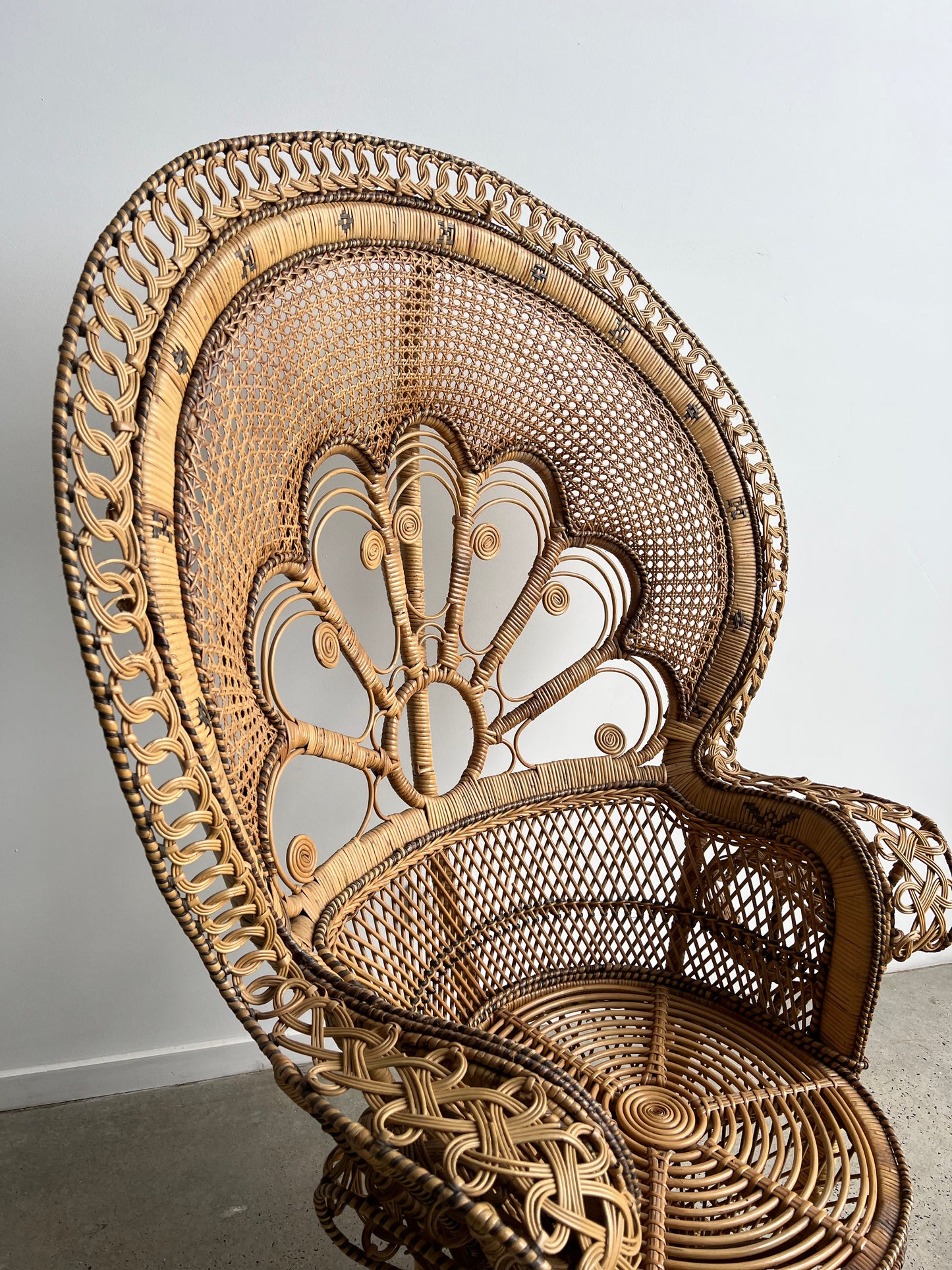 Bohemian Woven Rattan Peacock Chair, 1960s