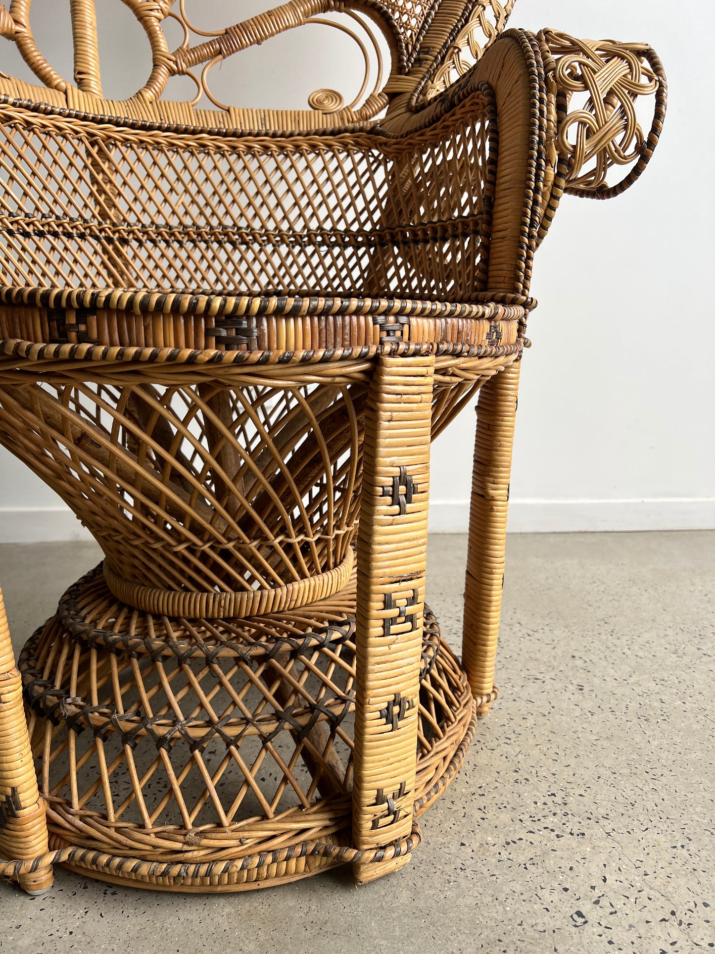 Bohemian Woven Rattan Peacock Chair, 1960s