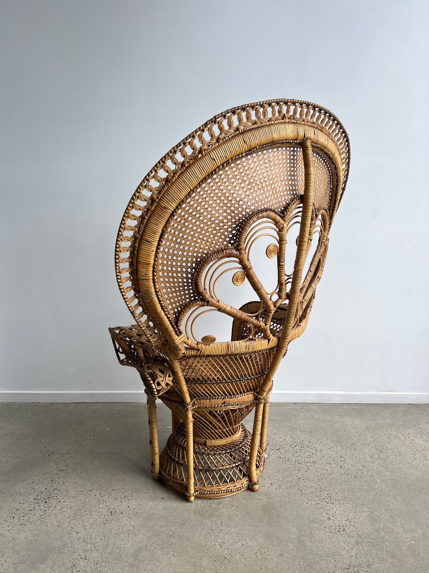 Bohemian Woven Rattan Peacock Chair, 1960s