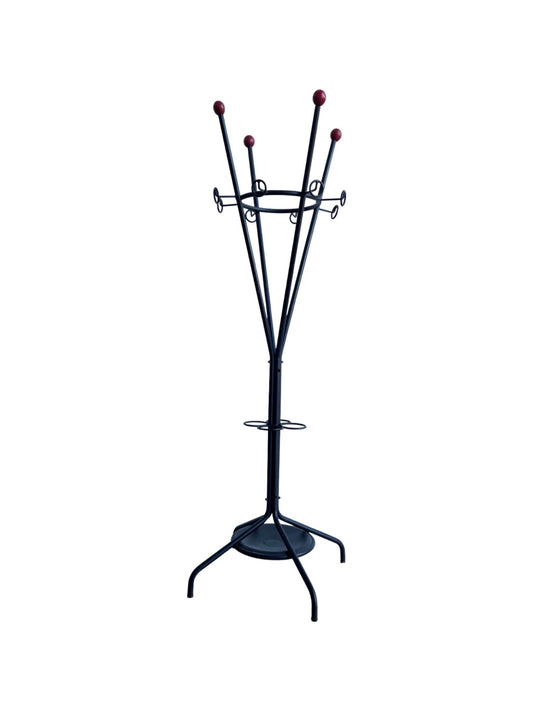 Italian Black Metal and Red Timber Coat Hanger, 1980s - Lumini Collections