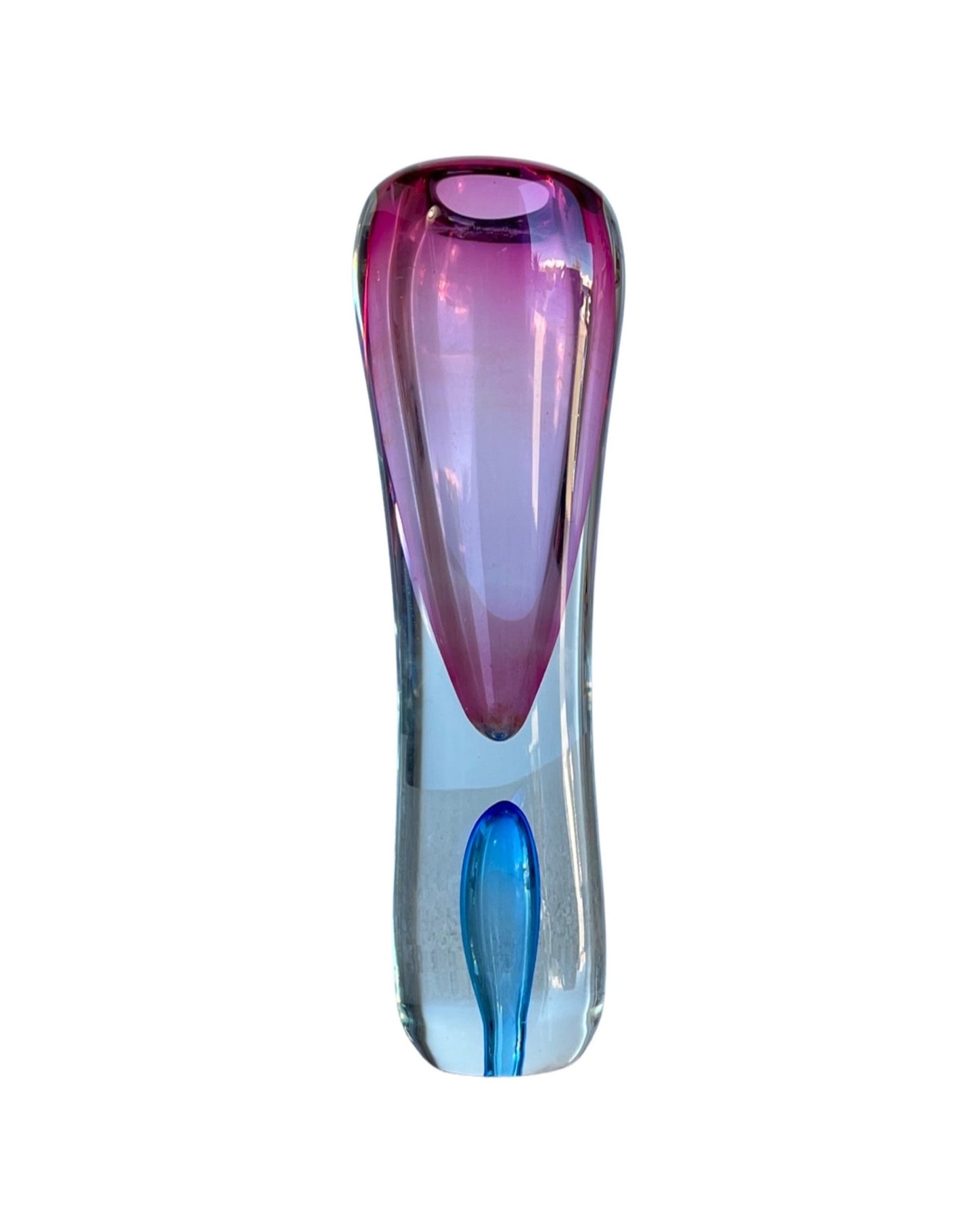 Italian Murano Sommerso Glass Vase in Pink and Blue, 1960 - Lumini Collections