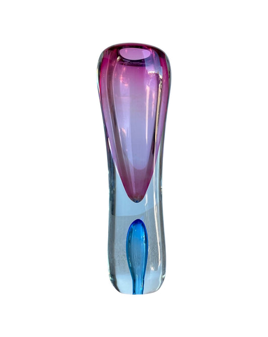 Italian Murano Sommerso Glass Vase in Pink and Blue, 1960 - Lumini Collections