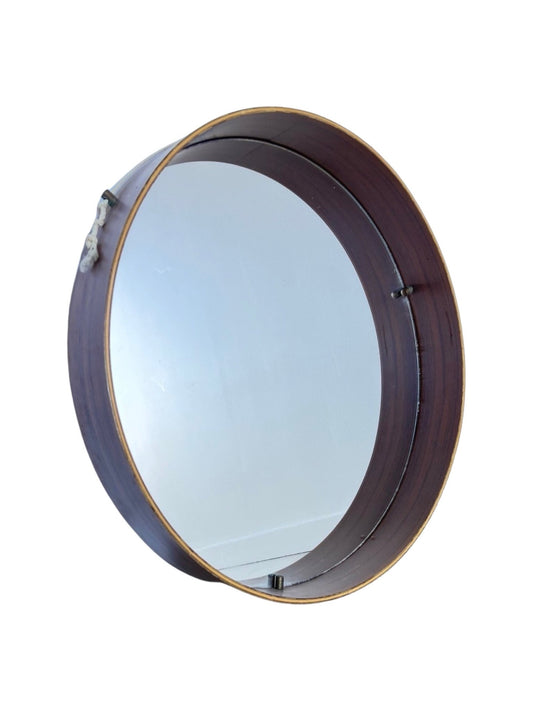 Italian Rosewood Round Wall Mirror, 1950s - Lumini Collections