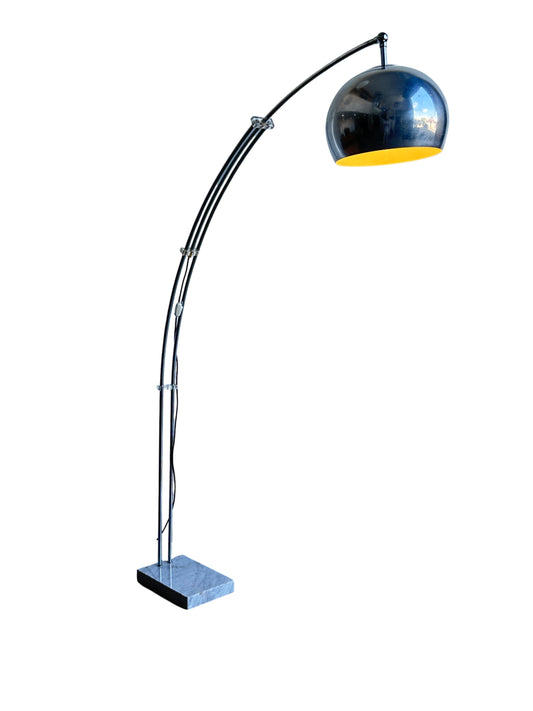 Adjustable Chrome Arc Lamp with Marble Base, 1960s