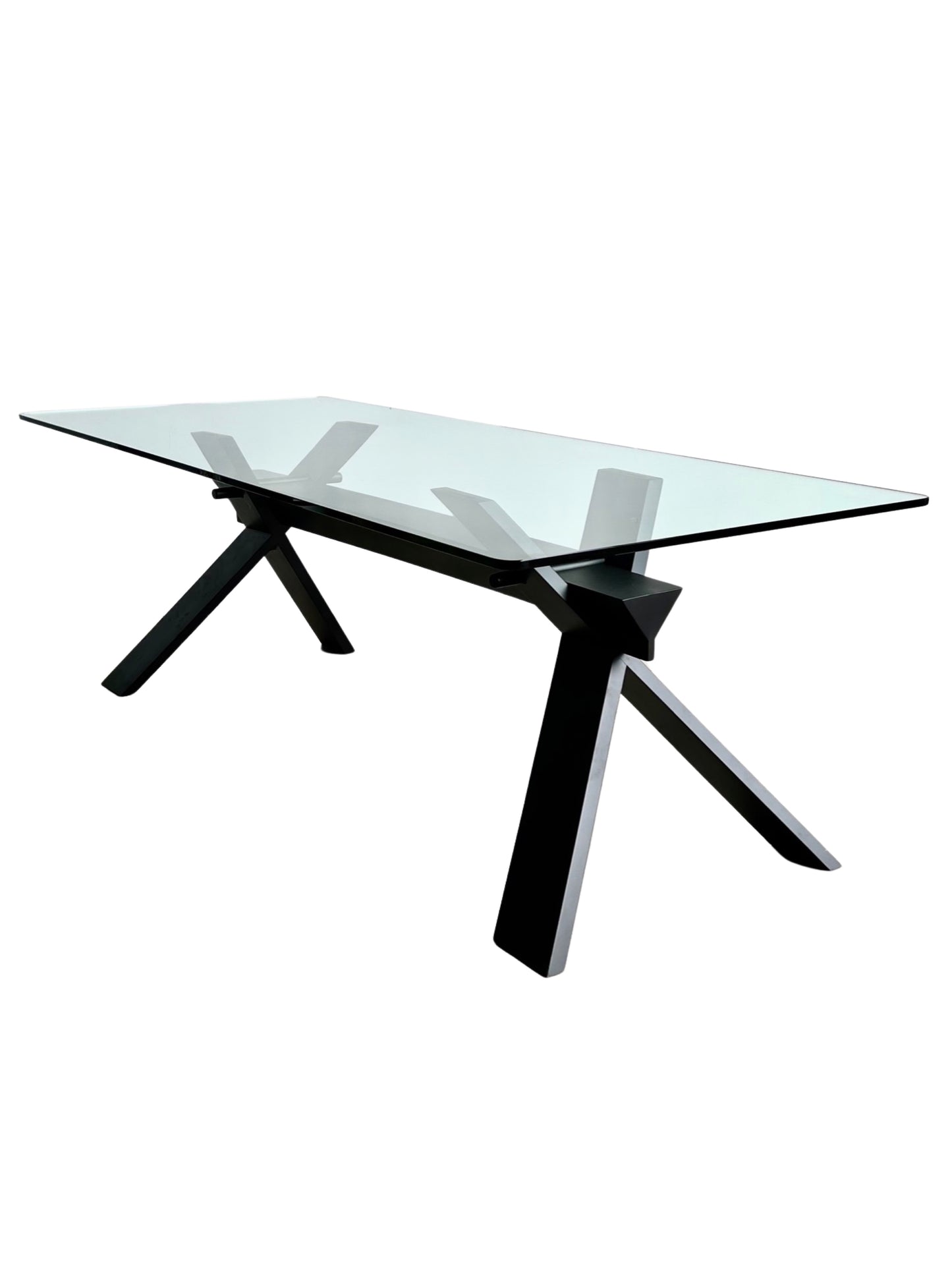 "La Piana" by Alfredo Simonit and Giorgio Del Piero for Bross, Glass and Lacquered Oak Dining Table, 1982